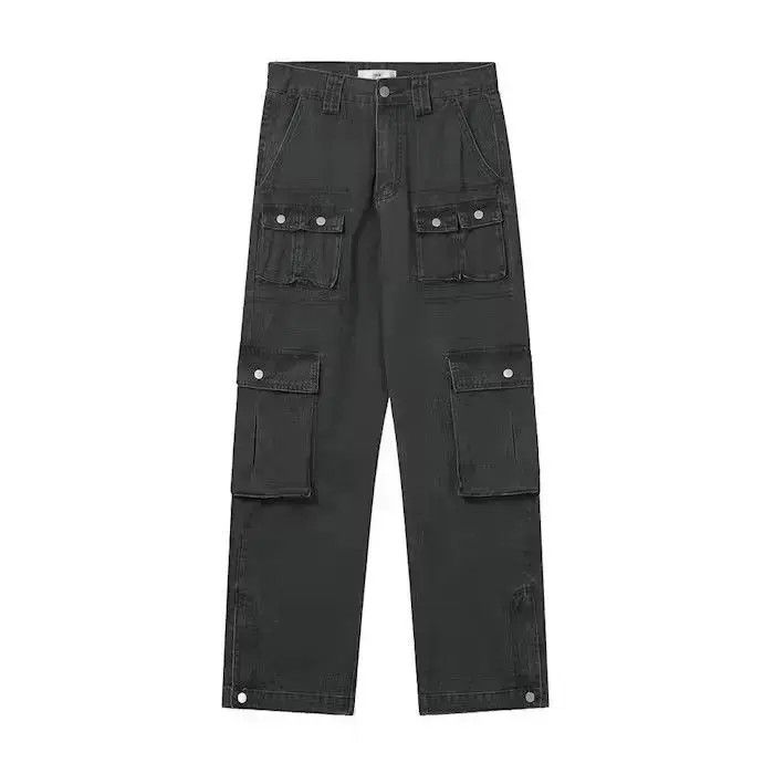 Japanese Brand Gray Color Streetwear Y2K Straight Cargo Pant Size US 32 / EU 48 - 3 Thumbnail