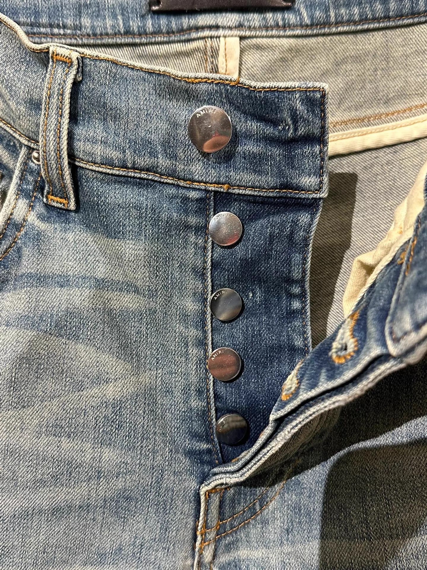 Amiri Amiri Blue Washed Hemmed Denim Pants 29W Size US 29 - 6 Thumbnail