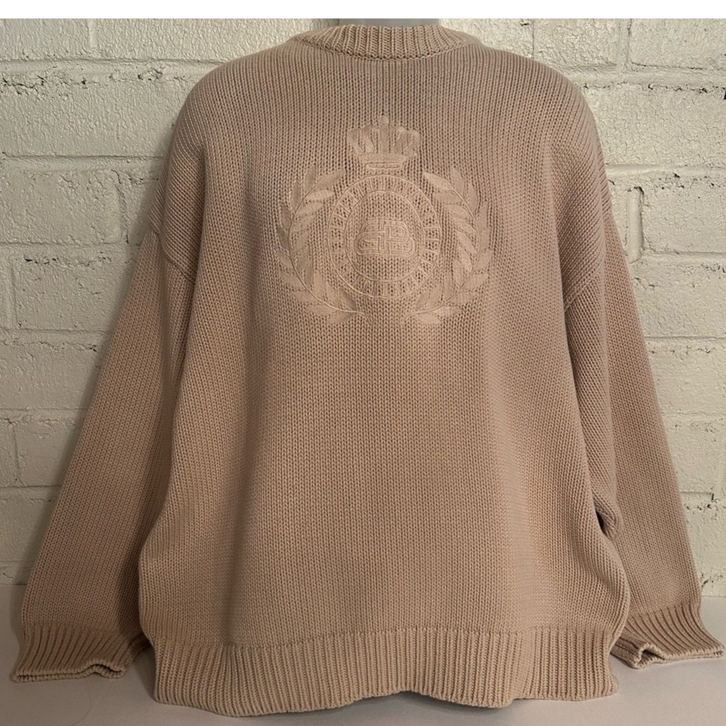 Balenciaga '21 Embroidered BB Crest Beige Cotton Jumper size Unifit M Size US M / EU 48-50 / 2 - 13 Thumbnail