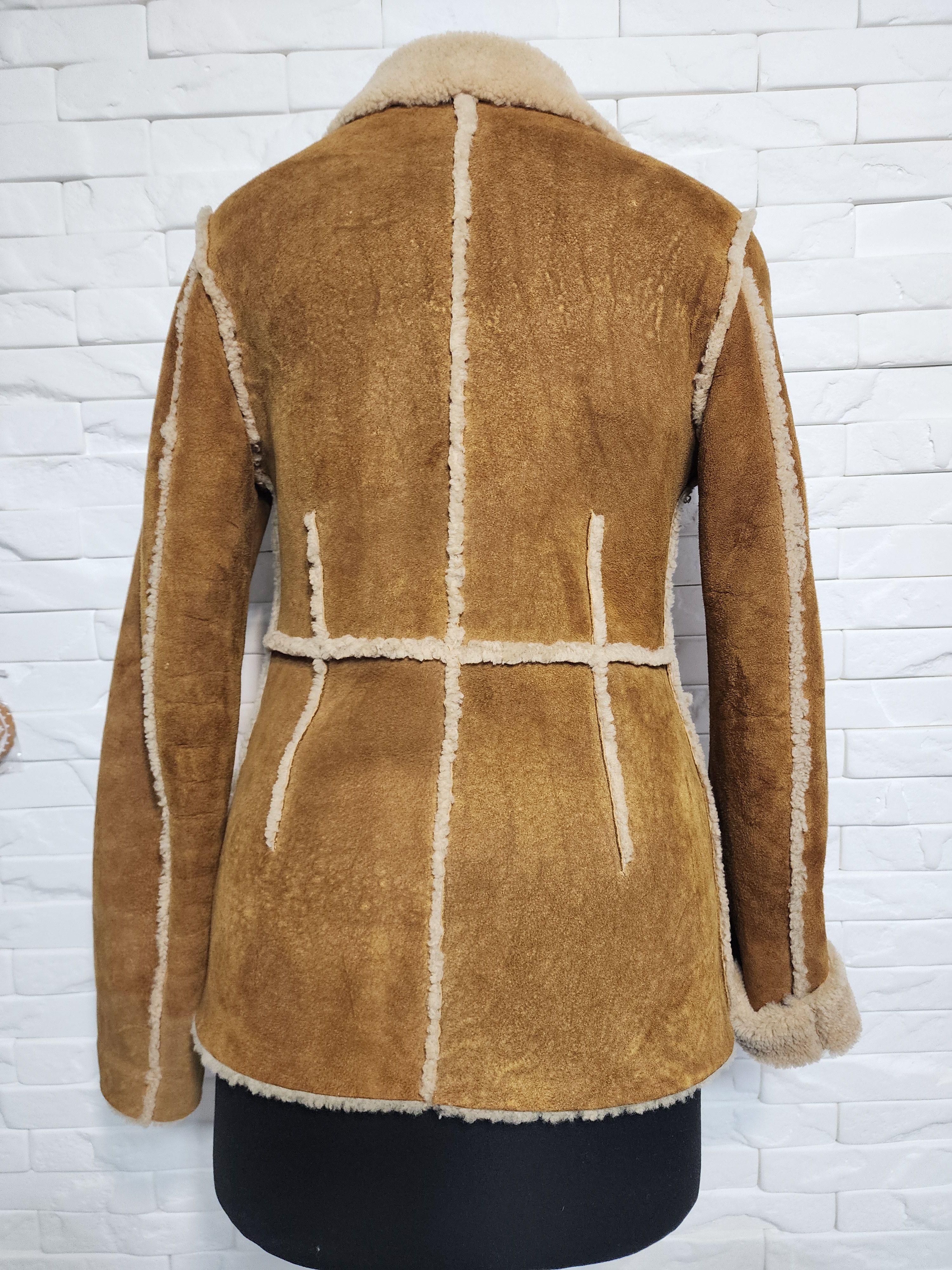 Furla Women's Brown Sheepskin Coat: Wide Fur Collar Size S / US 4 / IT 40 - 4 Thumbnail