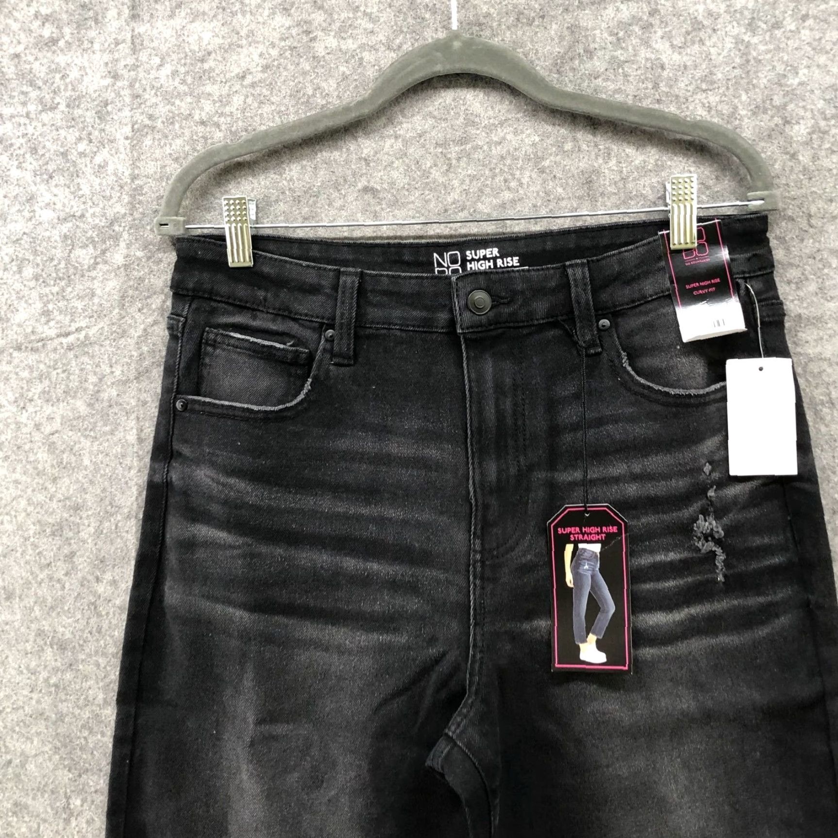 Vintage NWT No Boundaries Super High Rise Straight Curvy Jeans Juniors Womens 15 Black Size 36" / US 14 / IT 50 - 3 Thumbnail