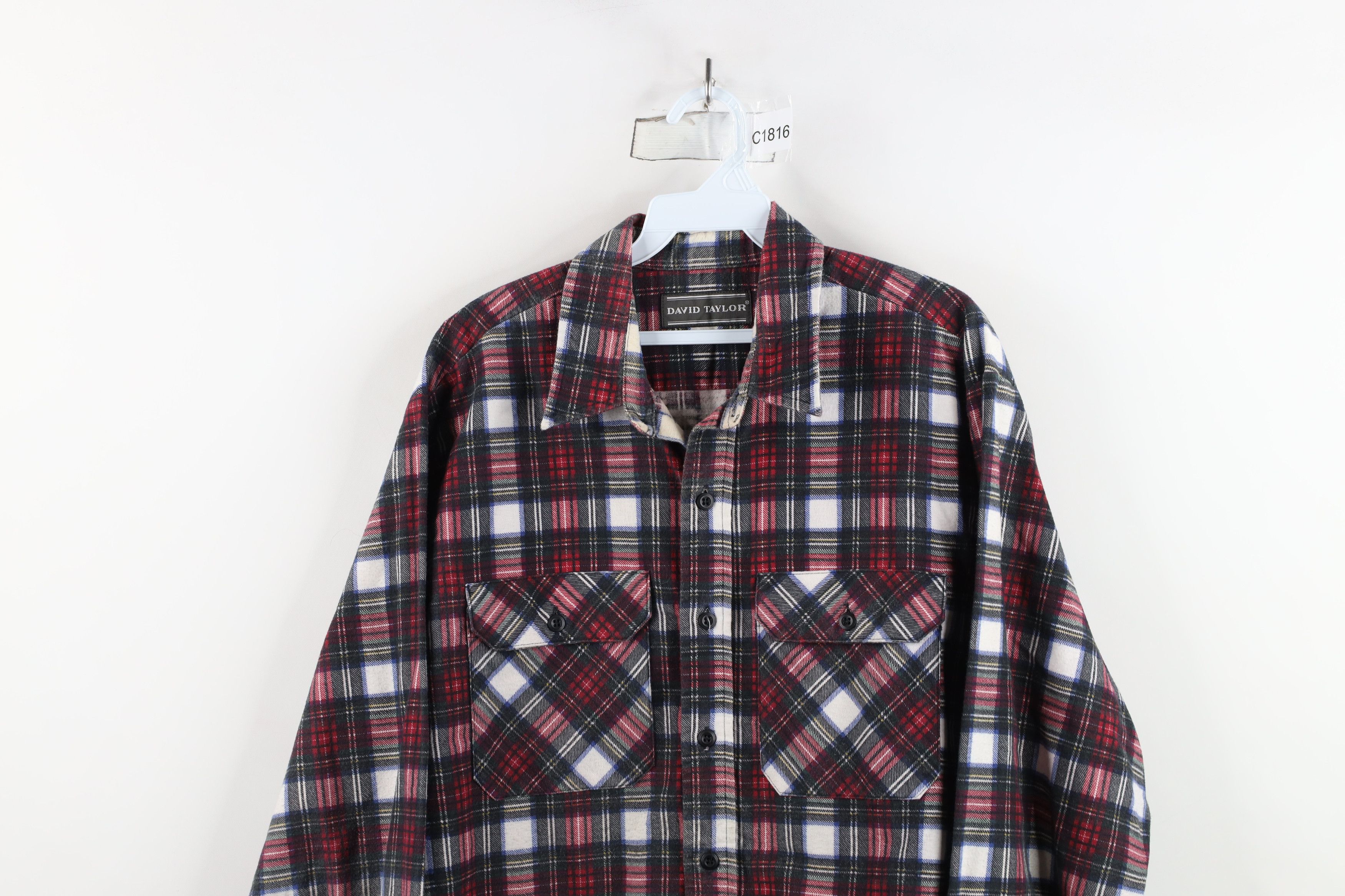 Vintage Vintage 90s Streetwear Pocket Flannel Collared Button Shirt Size US L / EU 52-54 / 3 - 2 Thumbnail