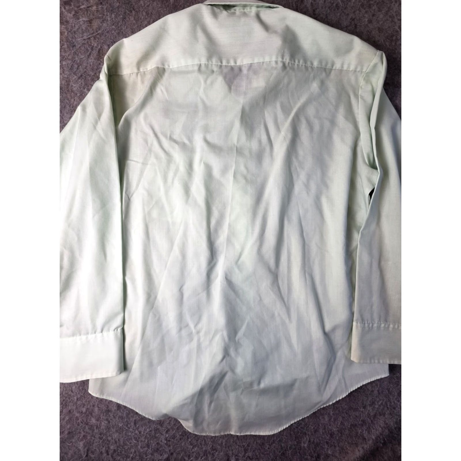Sears VINTAGE Sears Perma-Prest Shirt Mens Dress Shirt 70s Long Sleeve White Pinstripe 15.5 16-33 Button Up Collared Barrel Cuff Size 42R - 4 Thumbnail
