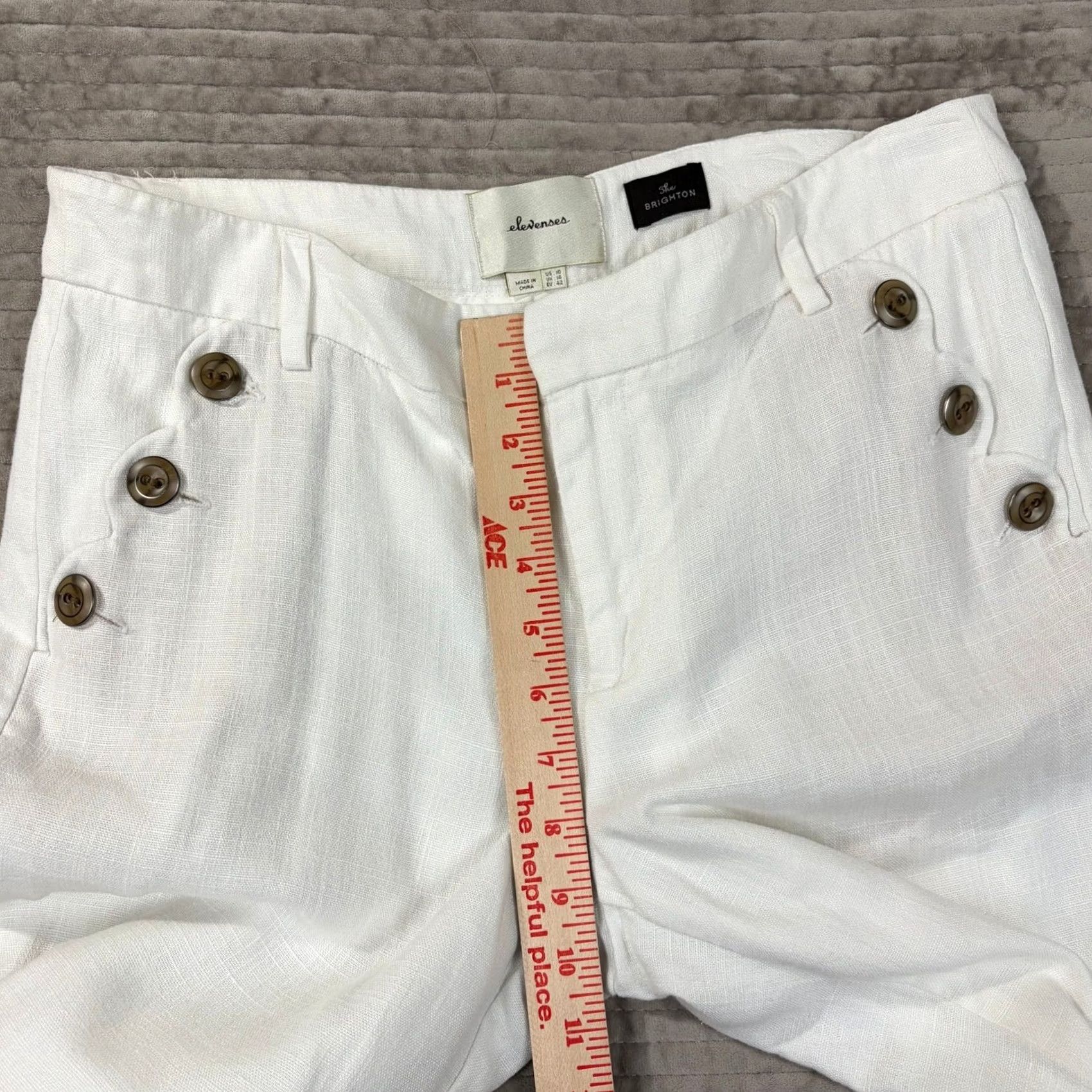 Anthropologie Elevenses The Brighton White Linen Wide-Leg Sailor Pants Womens 10 Size 24" / US 00 / IT 34 - 5 Thumbnail