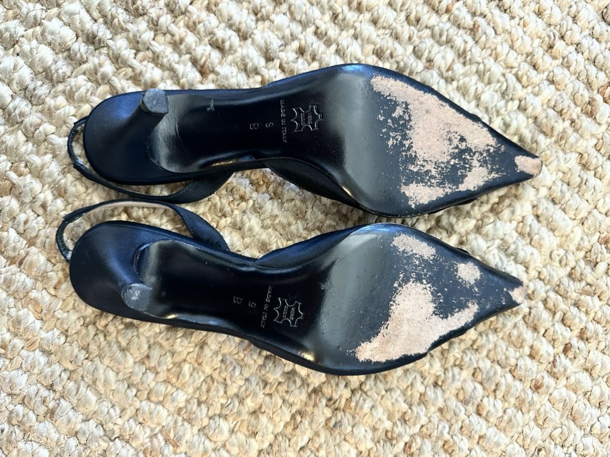 Isaac Mizrahi Isaac Isaac Black Satin and beaded Slingback Heels SZ 9 Size US 9 / IT 39 - 4 Thumbnail