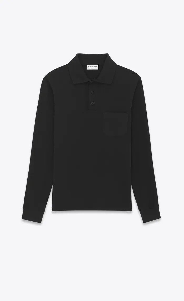 Saint Laurent Paris o1bcso1str0625 Polo Shirt in Cotton Piqué in Black Size US XS / EU 42 / 0 - 1 Thumbnail