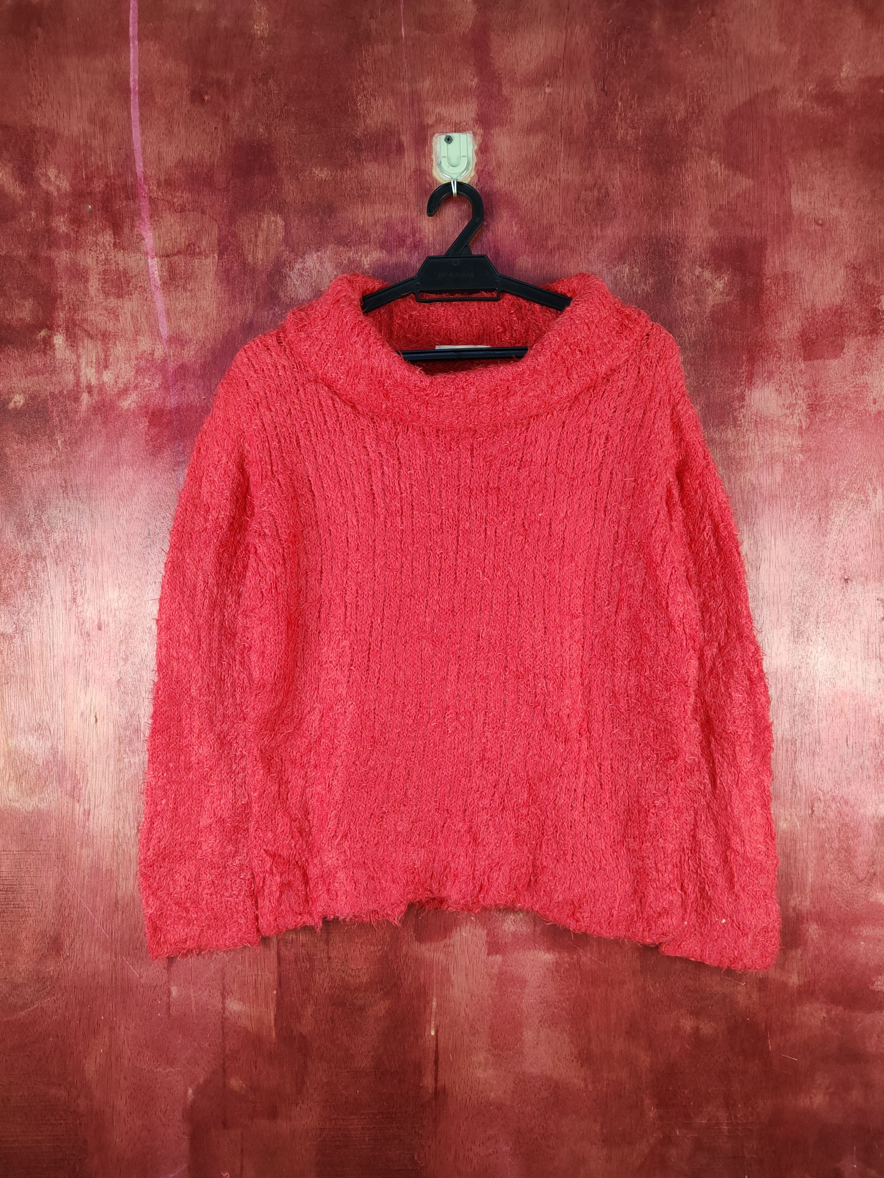 image of Homespun Knitwear x Vintage Chocol Raffine Robe Red Fur Mohair Knitwear S2093, Women's (Size Medium