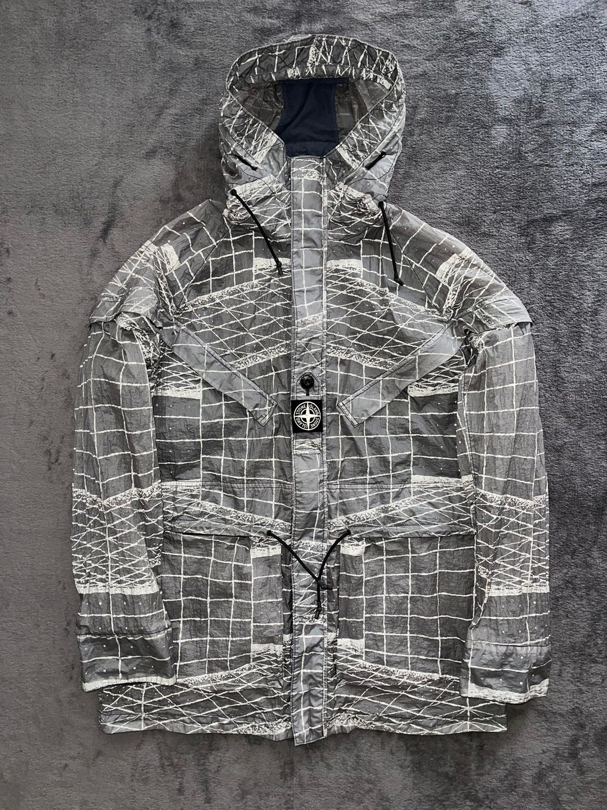 Pre-owned Stone Island X Vintage Stone Island Reflective Grid On Lamy-tc Jackets In Grey