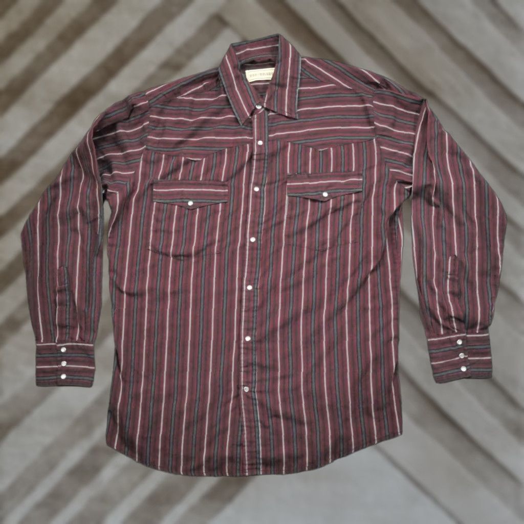Vintage VINTAGE Bit & Bridle Shirt Mens L Red Maroon Pearl Snap Long Sleeve Western Country Size US L / EU 52-54 / 3 - 1 Thumbnail
