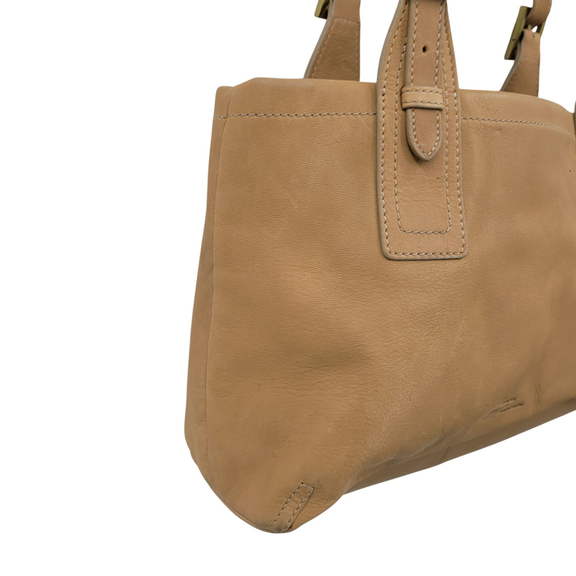 Vintage Stone Mountain Tan Genuine Leather Double Top Handle Handbag Size ONE SIZE - 7 Thumbnail