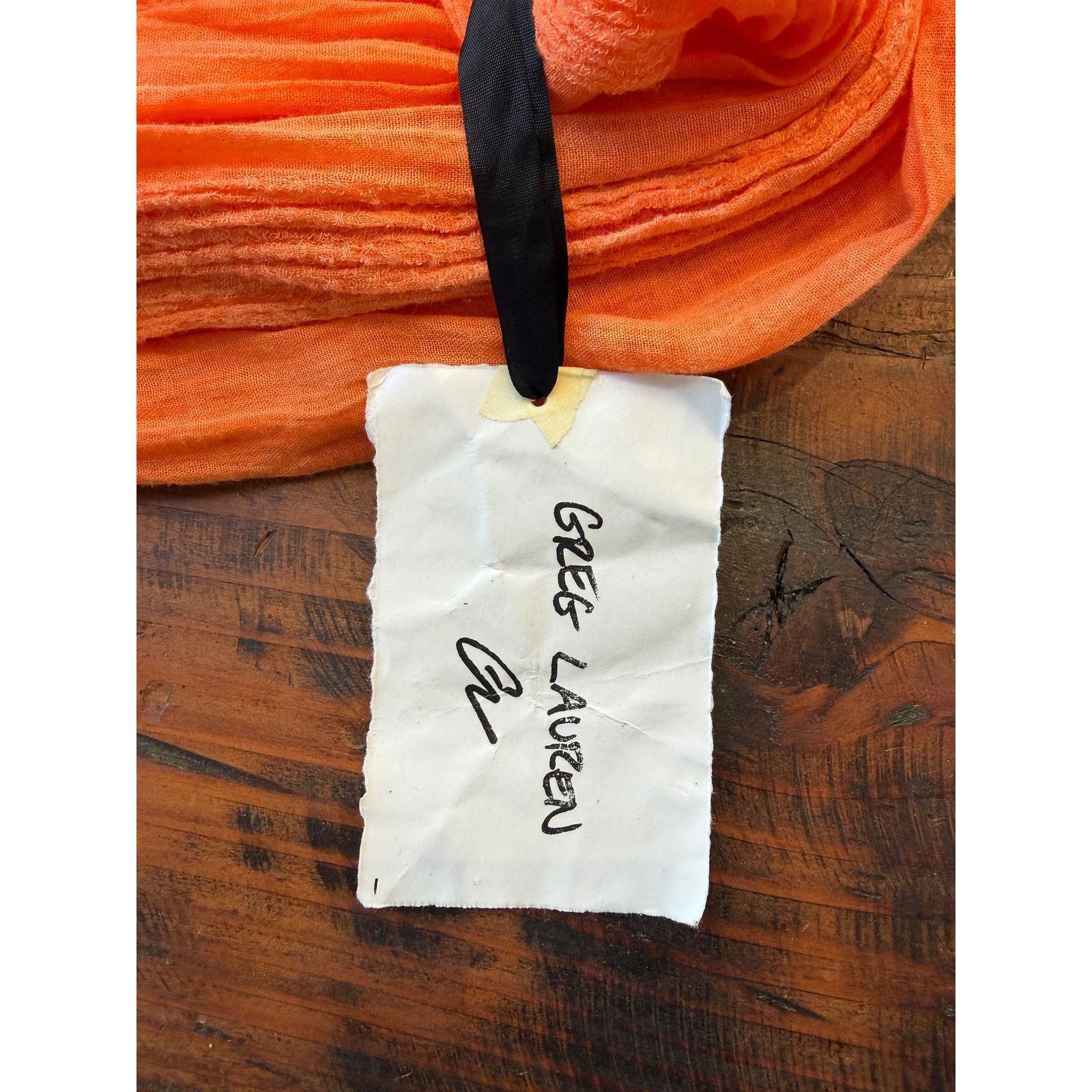 Greg Lauren Greg Lauren SAMPLE Orange Linen Scarf Size ONE SIZE - 5 Thumbnail