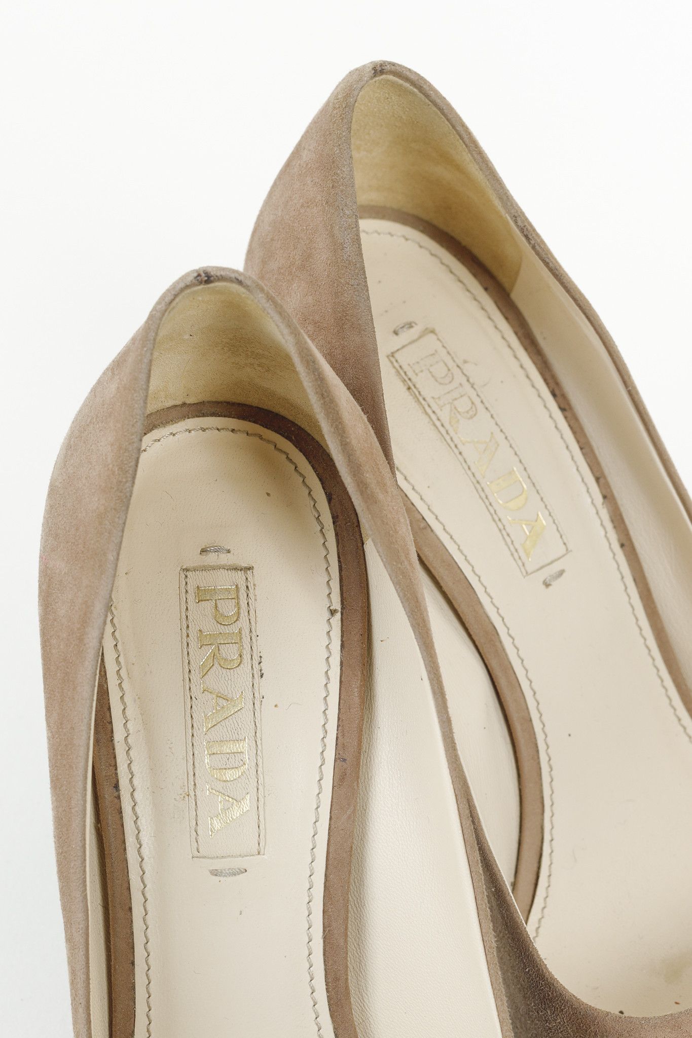 Prada Prada Taupe & Black Cap Toe Suede Pumps Size US 6.5 / IT 36.5 - 9 Thumbnail