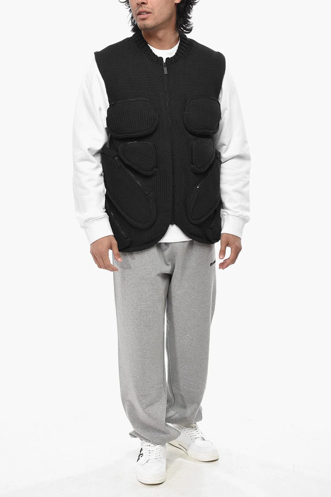 Off-White og1mm0426 Zip-up Knit Vest in Black Size US S / EU 44-46 / 1 - 4 Thumbnail