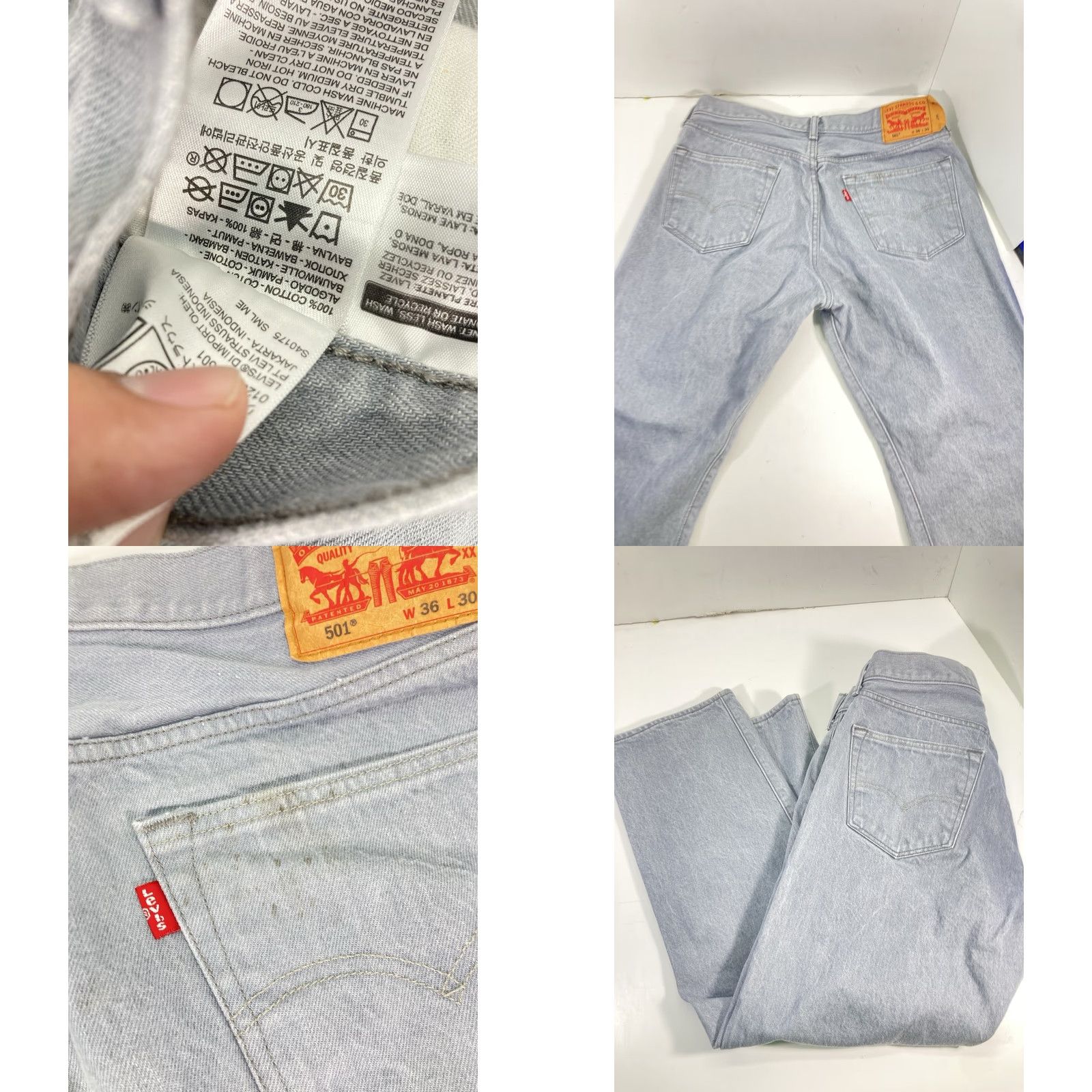 Levi's Levi's 501 Jeans Men Sz 34X26 Gray Denim Classic Button Fly Straight Red Tab Size US 34 / EU 50 - 8 Thumbnail