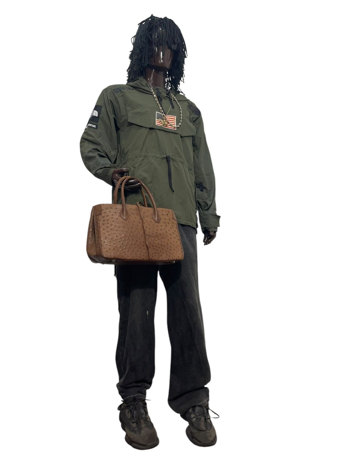 Genuine Leather Full Leather Ostritch Patina Vtg Unknown Tote Bag 2🟩0 Size ONE SIZE - 3 Thumbnail