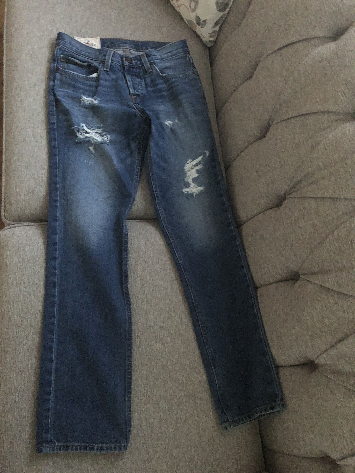 Hollister blue distressed hollister slim straight jeans 28 x 30 men’s Size US 28 / EU 44 - 13 Thumbnail