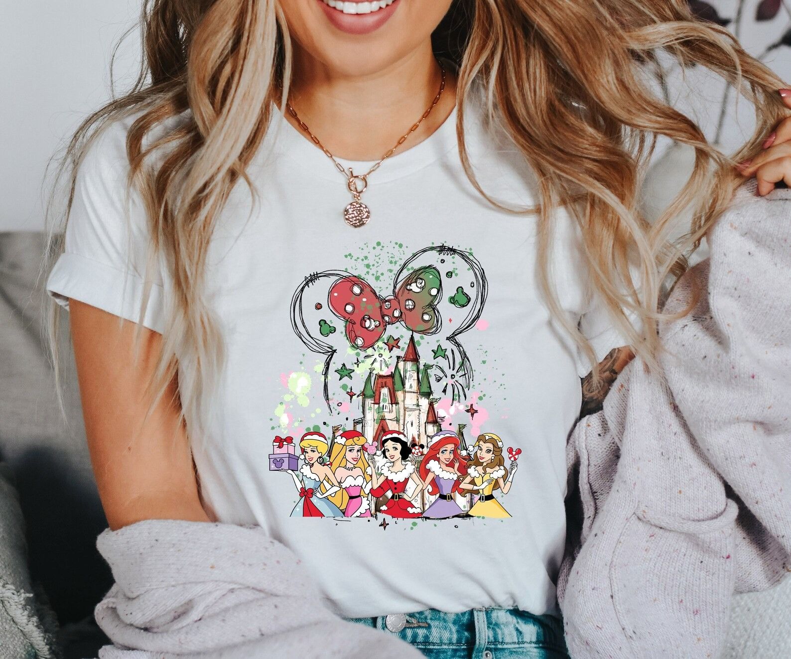 Designer × The Unbranded Brand Princess Christmas Shirt, Christmas Castle Shirt Size XL / US 12-14 / IT 48-50 - 1 Thumbnail