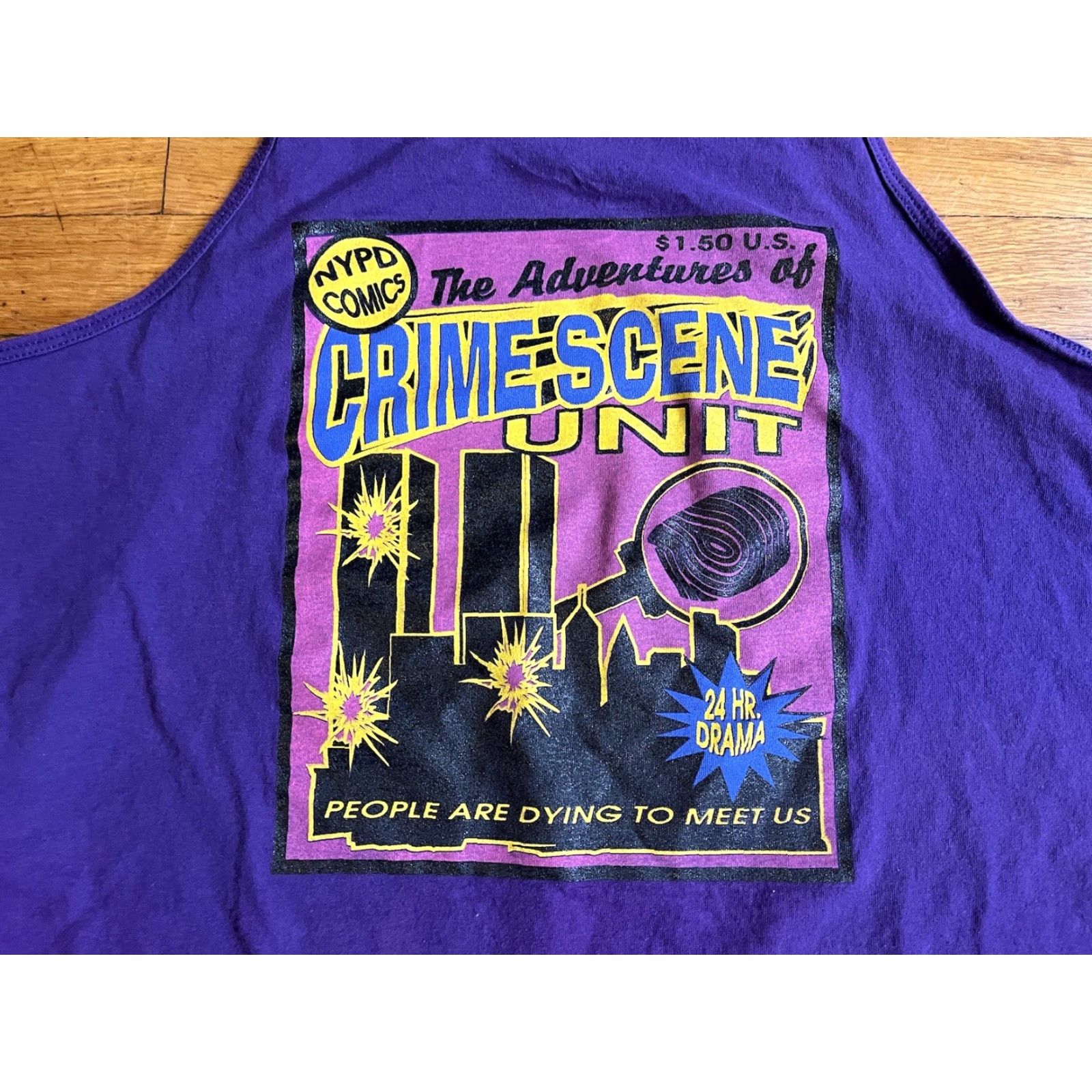 Jerzees VINTAGE NYPD Crime Scene Unit Tank Top Men’s Large Purple 90s Jersey T-Shirt Shirt Casual Size US L / EU 52-54 / 3 - 3 Thumbnail