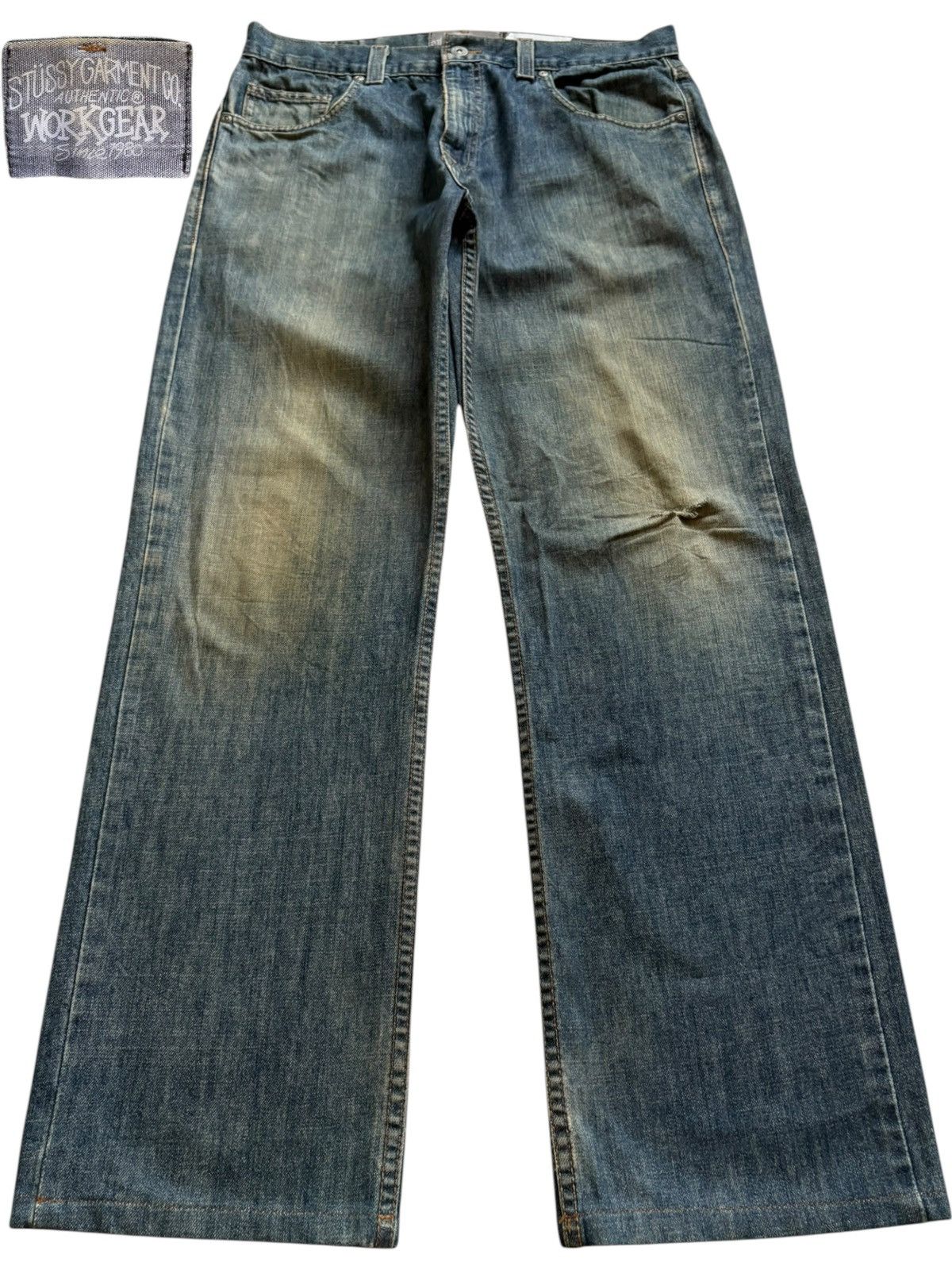 Stussy Vintage Stüssy Mud Wash Distressed Loose Baggy Jeans Size US 33 - 1 Thumbnail