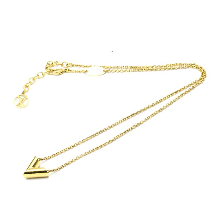 LOUIS VUITTON LOUIS VUITTON Essential V Necklace Gold Plated Silver Used  men women M63197