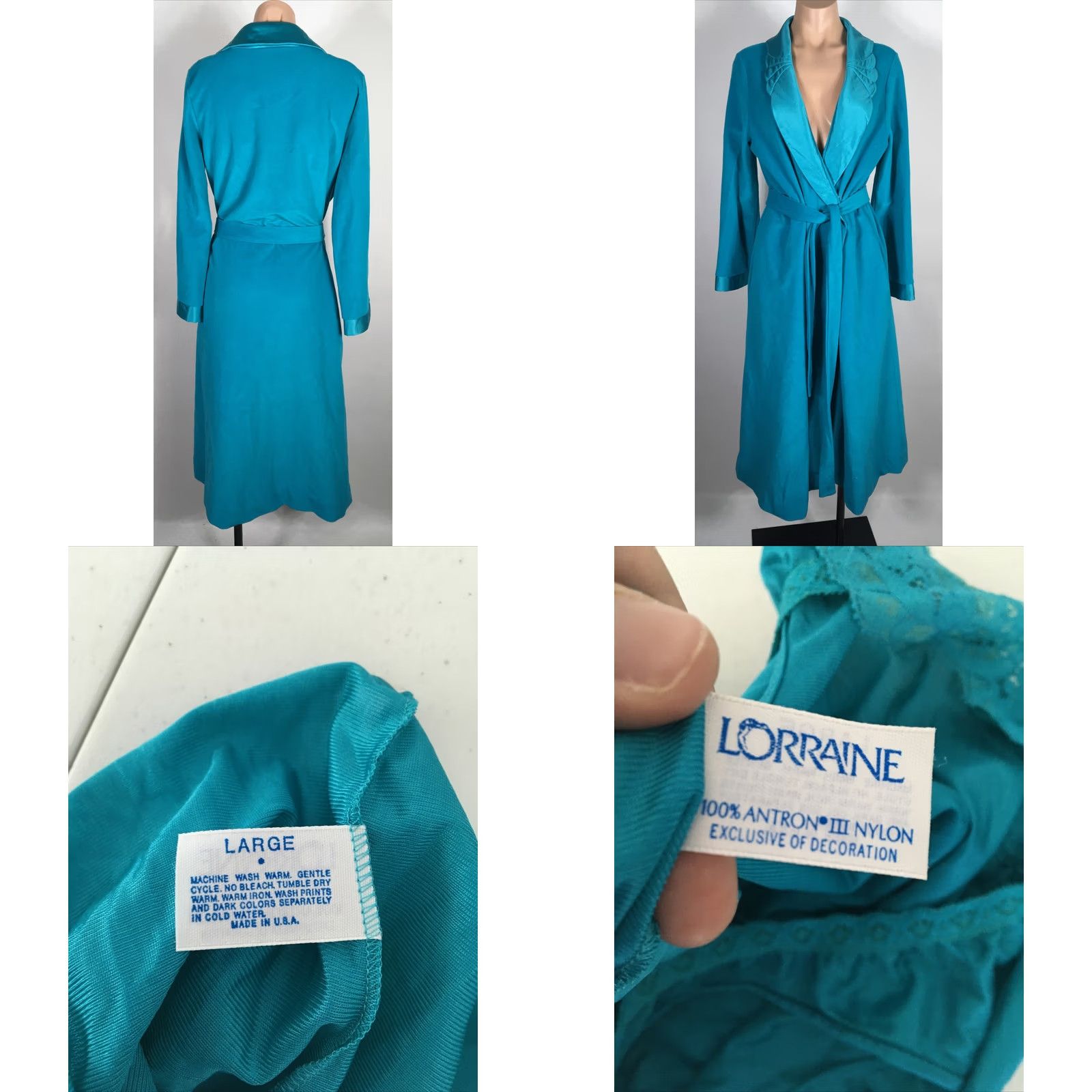 Vintage VINTAGE Lorraine Nightgown Robe Set Blue Nylon L Adults Women Size ONE SIZE - 8 Thumbnail