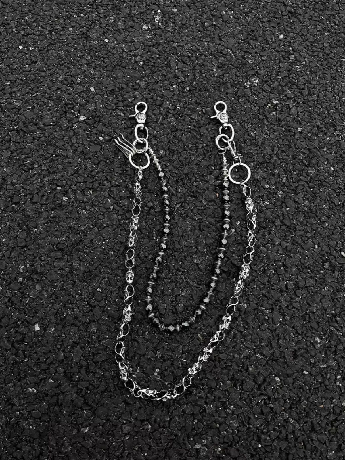 Jewelry Silver Double Chain Wallet Accessory, Men's Chain Size ONE SIZE - 4 Thumbnail