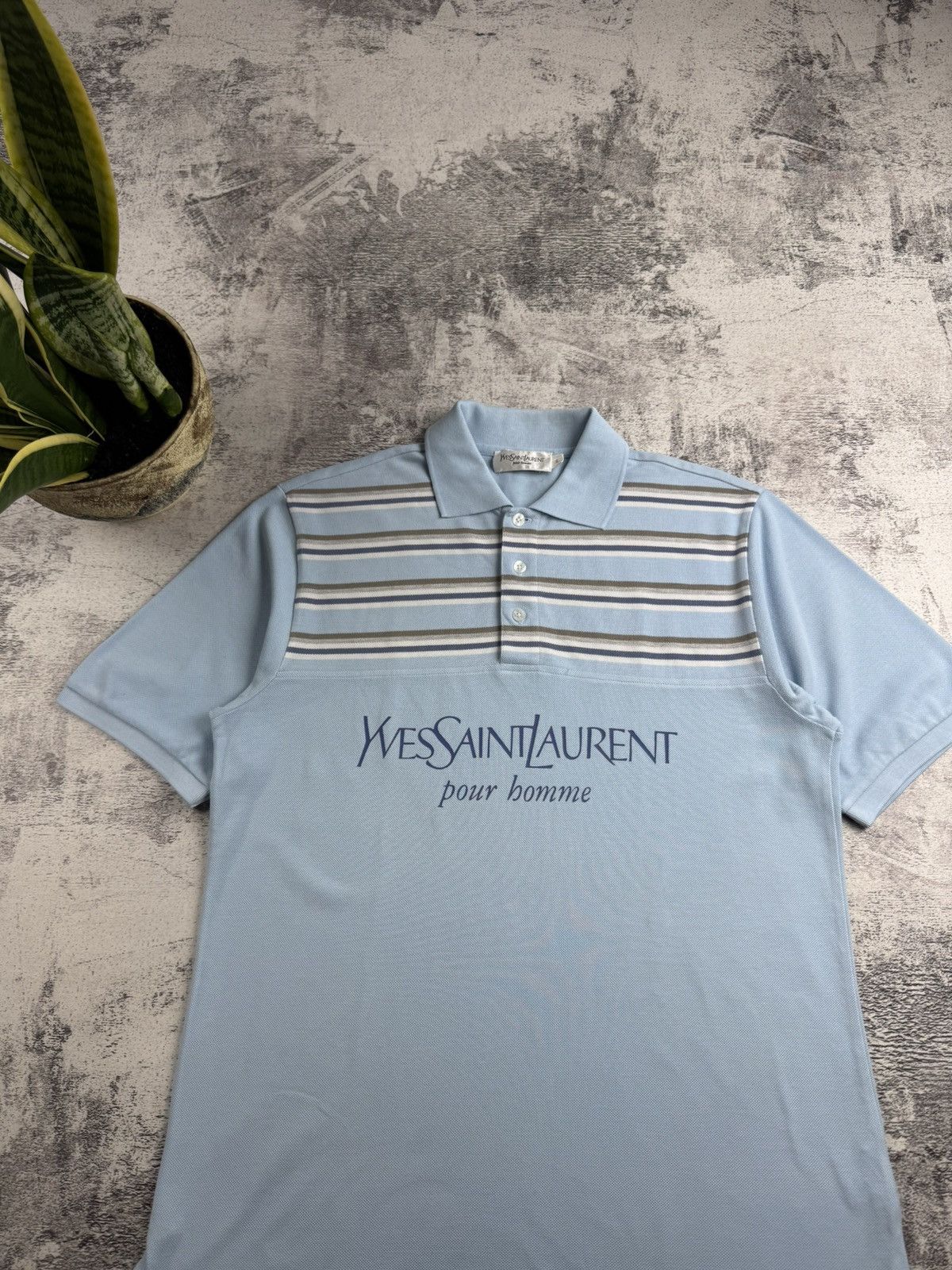 Yves Saint Laurent Yves Saint Laurent YSL Small Blue Cotton Luxury Big Logo Polo T Shirt Tee Jersey Size US S / EU 44-46 / 1 - 4 Thumbnail