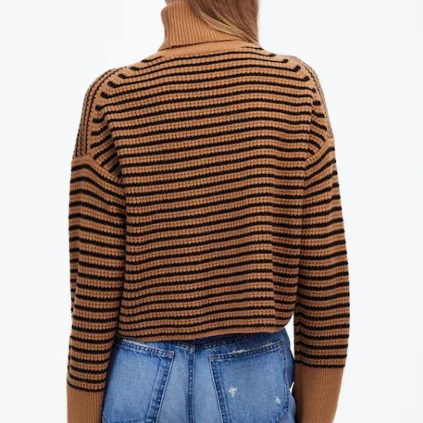 Madewell Madewell Wool Waffle-Knit Turtleneck in Stripe Size XS / US 0-2 / IT 36-38 - 5 Thumbnail