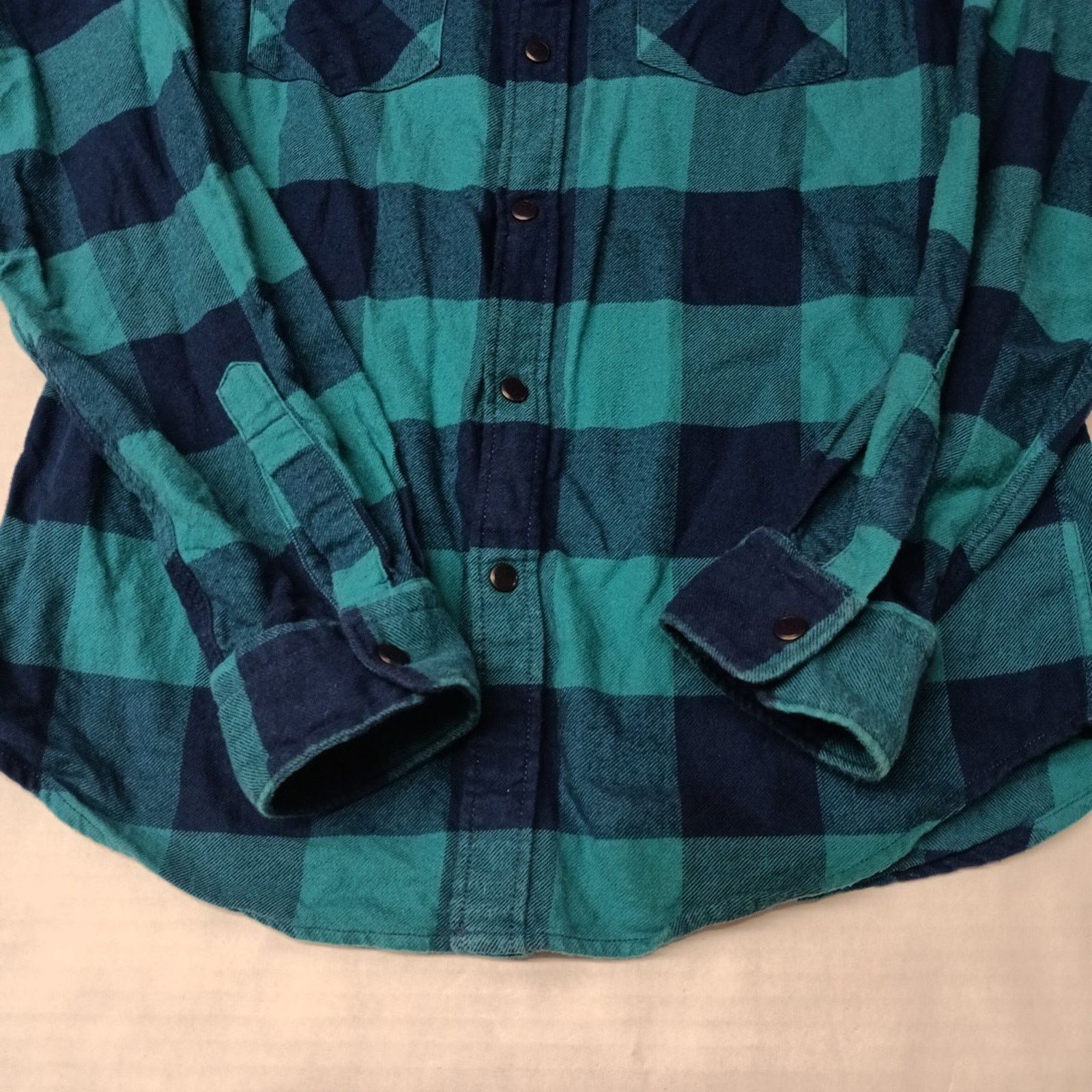 Express Express Flannel Snap Shirt Mens S Small Green Blue Checkered Size US S / EU 44-46 / 1 - 2 Thumbnail