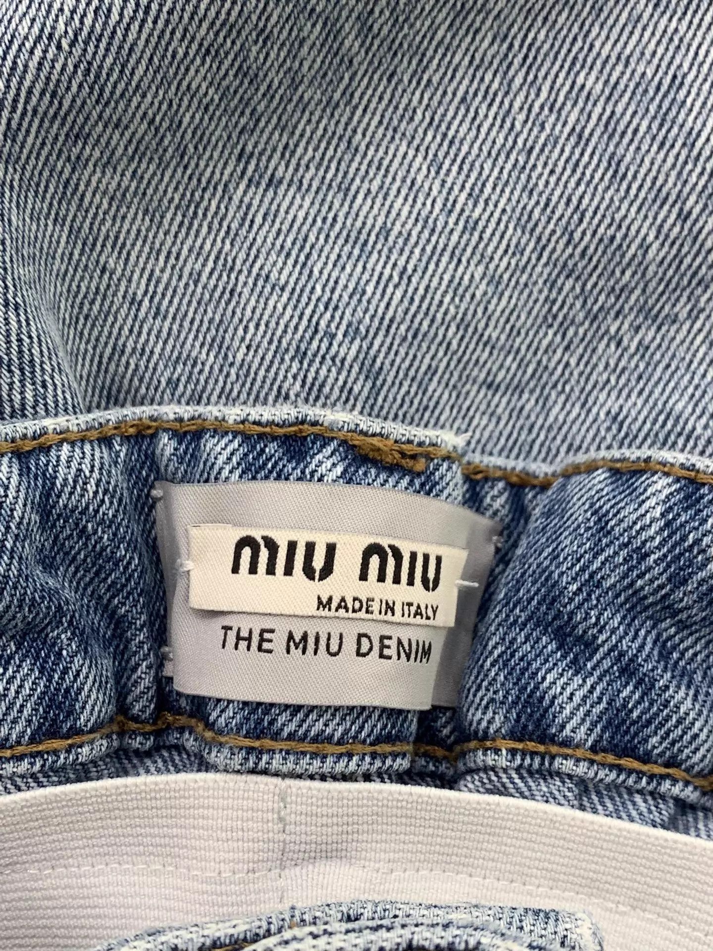 Miu Miu MIU MIU Bubble Denim Wide-Leg Jeans 25 Elastic Waist New Size 25" / US 0 / IT 36 - 4 Thumbnail