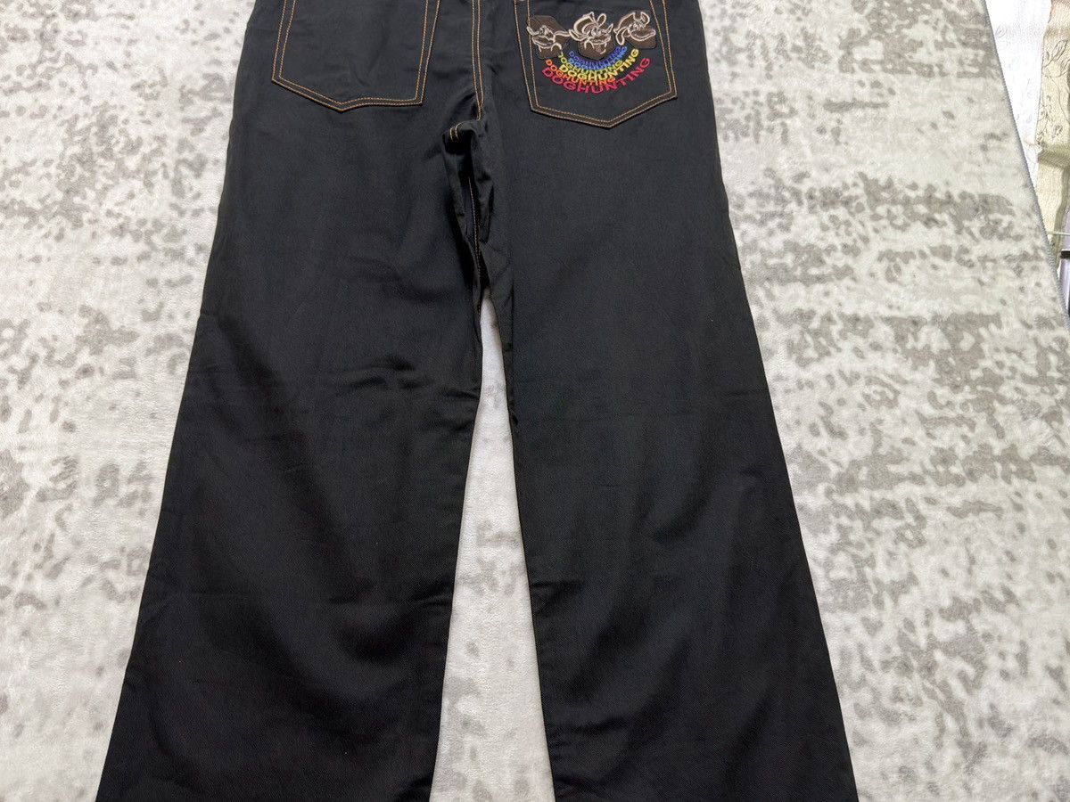 JNCO Dog Hunting Y2K Baggy Black Denim Embroidered Graphic Jeans Size US 34 / EU 50 - 11 Thumbnail
