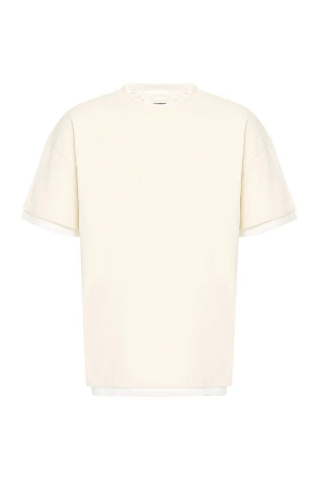 Jil Sander o1y1124 Cotton Crew-Neck Short Sleeves T-Shirt in White & Iv Size US M / EU 48-50 / 2 - 1 Thumbnail