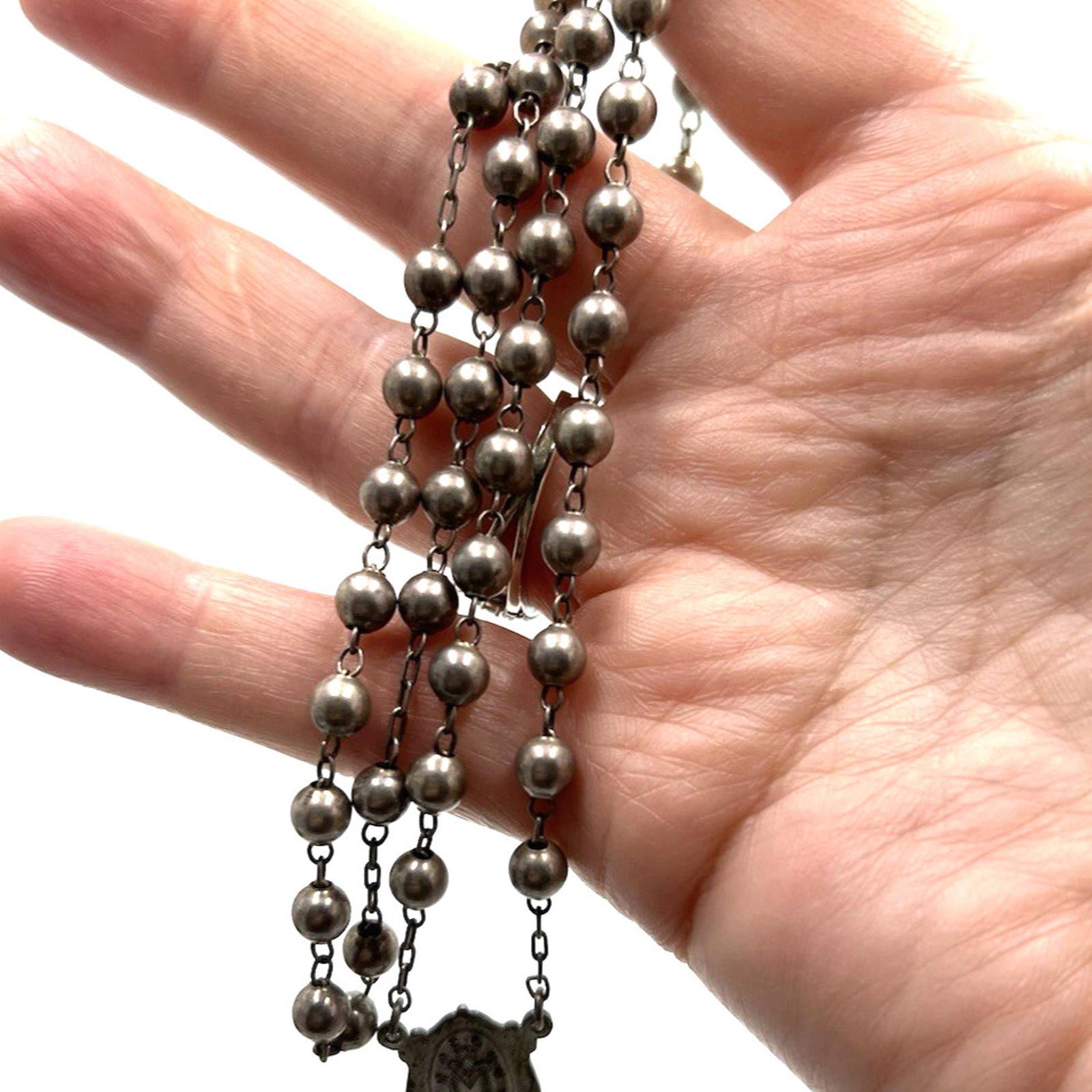 Other DIROMA Sterling Silver Rosary Crucifix Mary Medal Necklace Size ONE SIZE - 8 Thumbnail