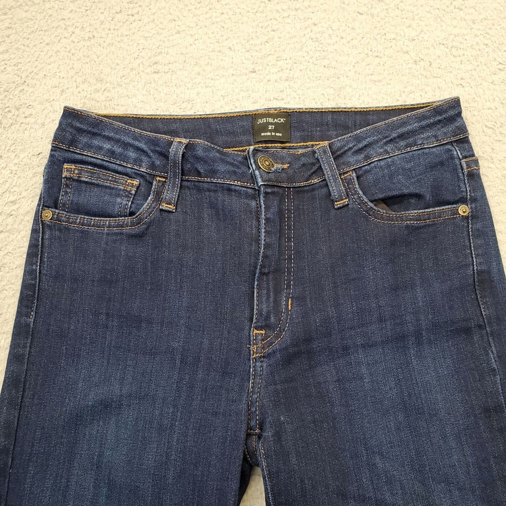 Denime JUST BLACK Jeans Womens Size 27 Blue Denim Cotton Pockets Dark Wash Frayed Hem Jeans 5-Pocket Design Women Size 27 Dark Wash Blue Size 27" / US 4 / IT 40 - 4 Thumbnail