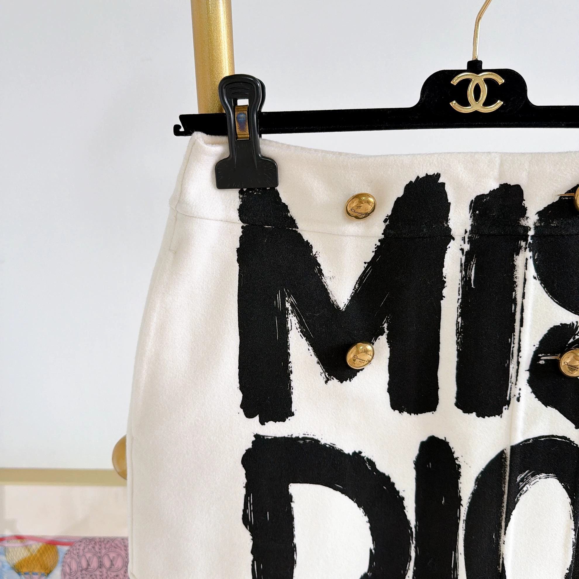 Christian Dior Monsieur CHRISTIAN DIOR white wool mini skirt F34 Size 25" / US 0 / IT 36 - 3 Thumbnail