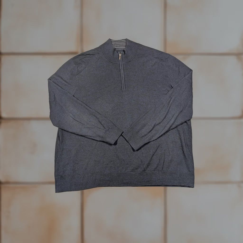 UNTUCKit UNTUCKit Mens Sweater Gray 3XL Merino Wool Quarter Zip Mock Neck Pullover Knit Size US XXL / EU 58 / 5 - 1 Thumbnail