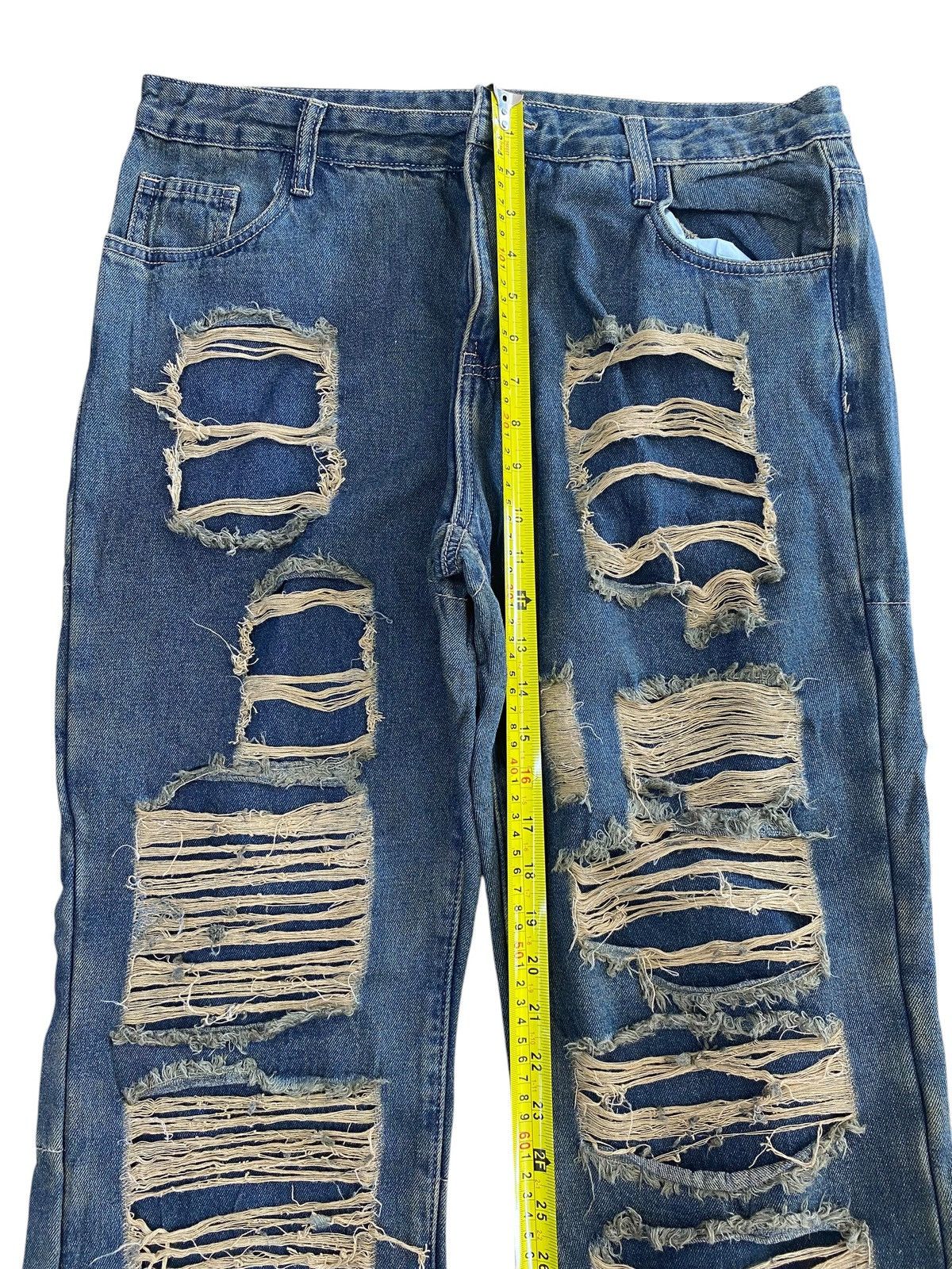 Japanese Brand Romwe Brand Heavy Ripped Vintage Wash Style Wide Leg Jeans Size US 34 / EU 50 - 6 Thumbnail