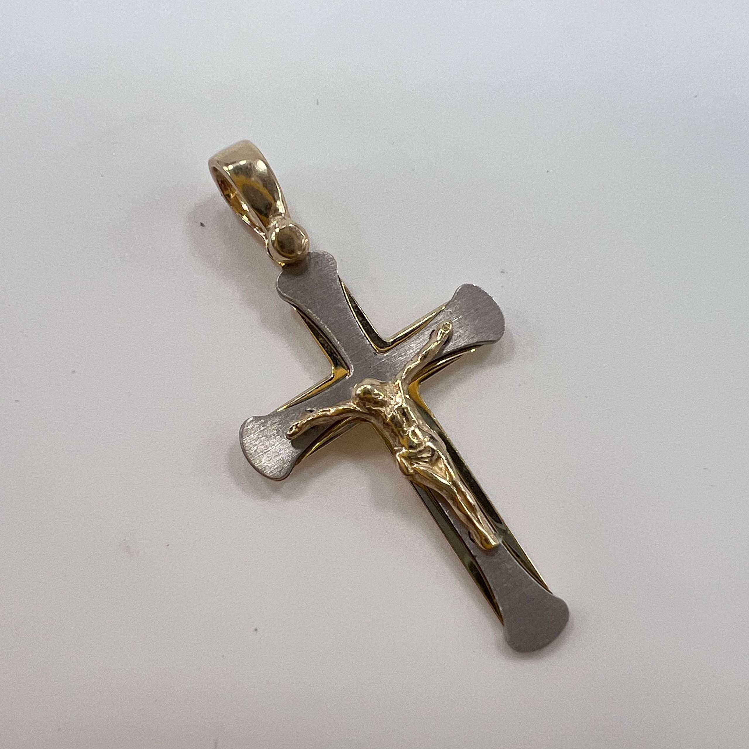 Other 14K Gold Crucifix Cross Pendant Solid Yellow White Gold 1.9g Size ONE SIZE - 4 Thumbnail