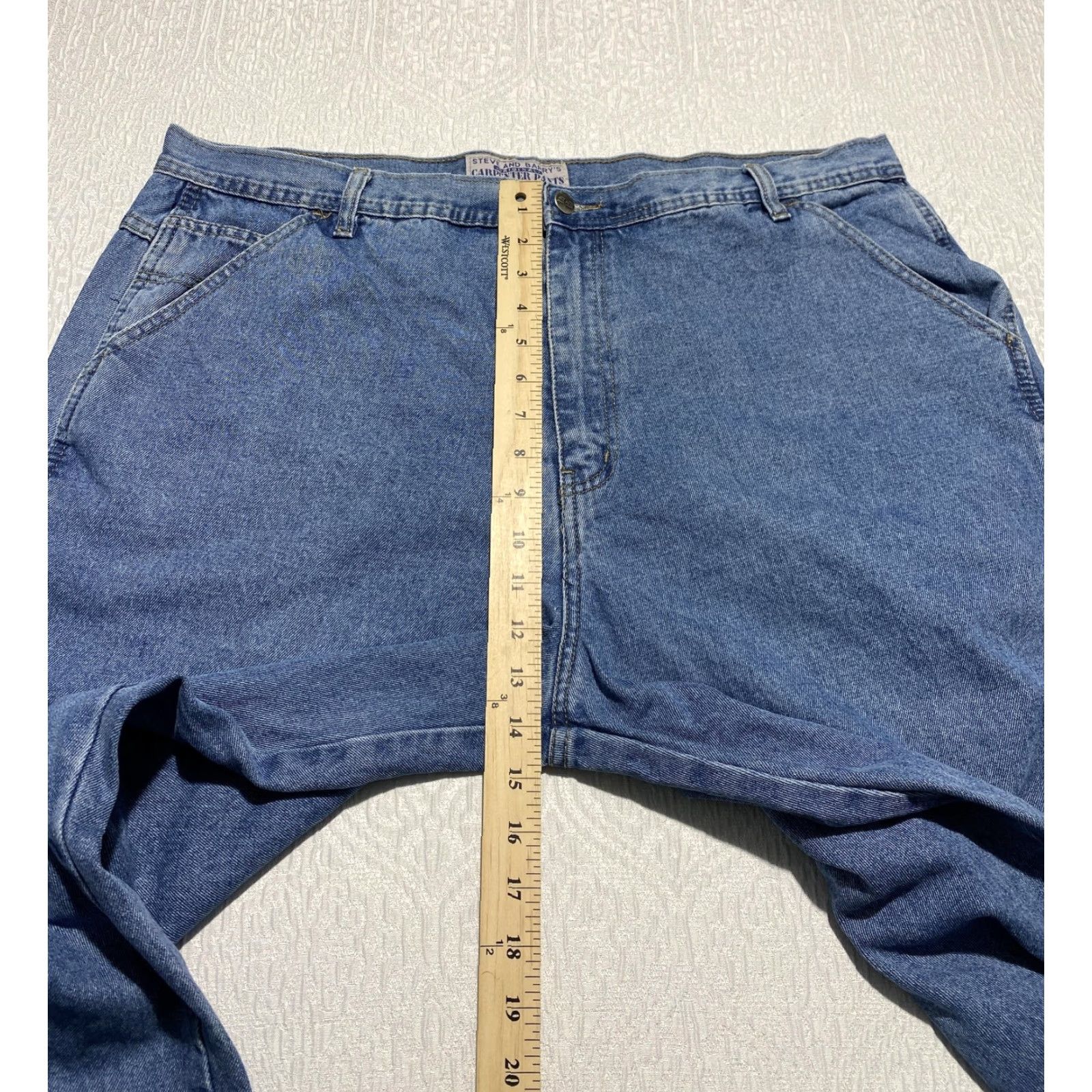 Vintage Steve and Barry's Carpenter Pants Mens 40x26 Blue Denim Workwear Utility Hemmed Size US 40 / EU 56 - 5 Thumbnail