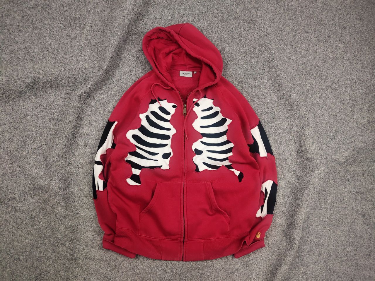 Carhartt Vintage Carhartt Skeleton Red Fit Zip hooded chase jacket Size US L / EU 52-54 / 3 - 1 Thumbnail