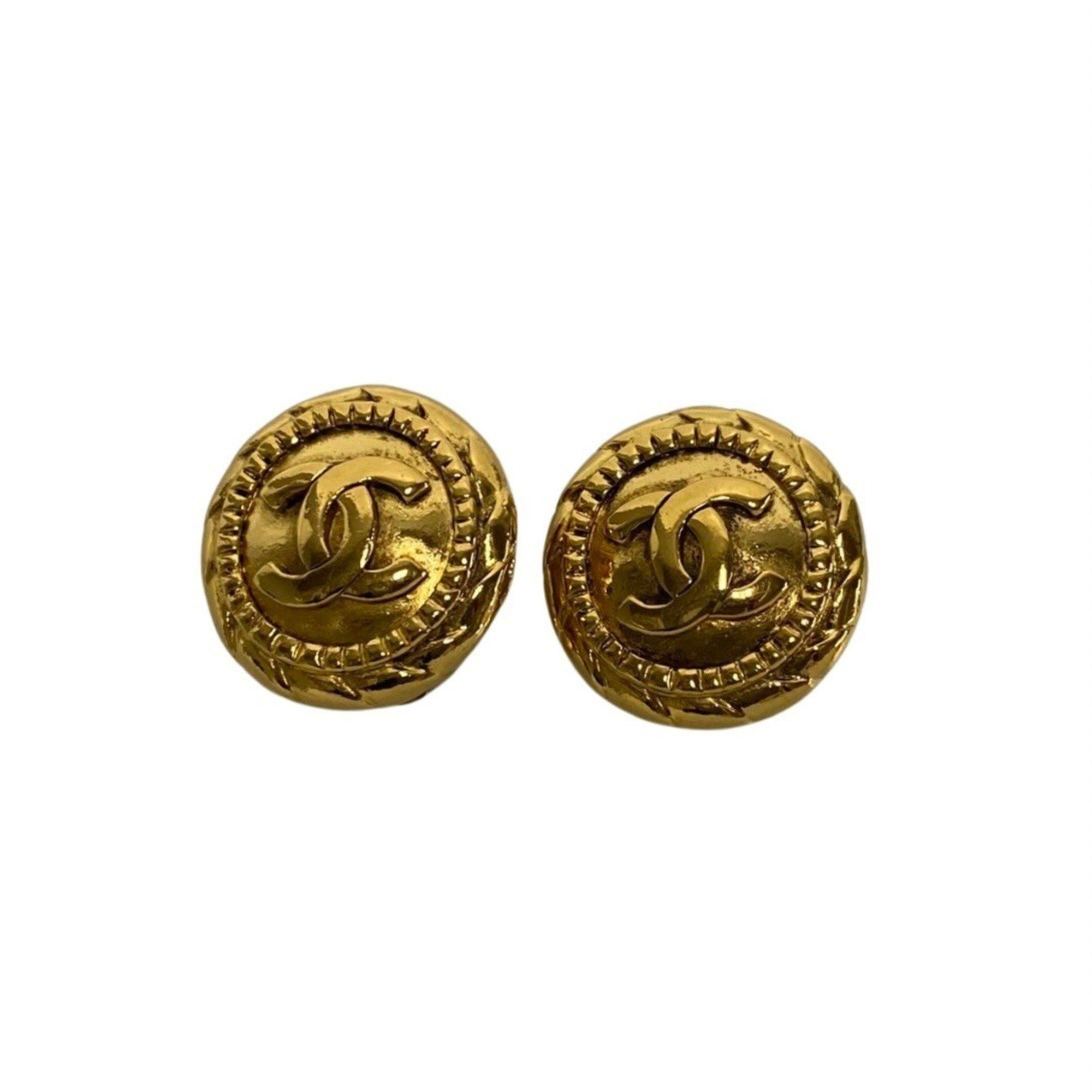 image of Chanel Cocomark Motif Earrings Ear Cuff Women's Gold 12973