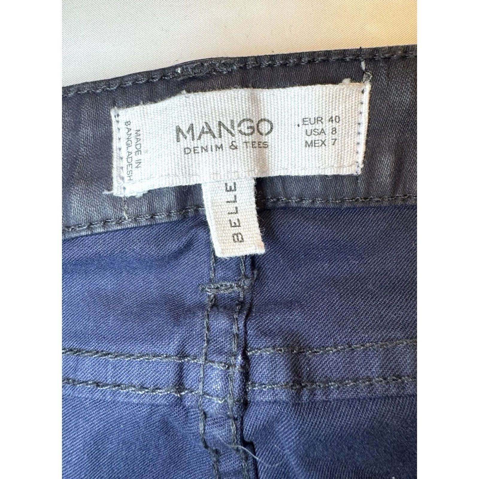 Mango Mango Belle Dark Blue Cotton Pants Stretch Fit Shimmer Women’s 8 Size 30" / US 8 / IT 44 - 3 Thumbnail