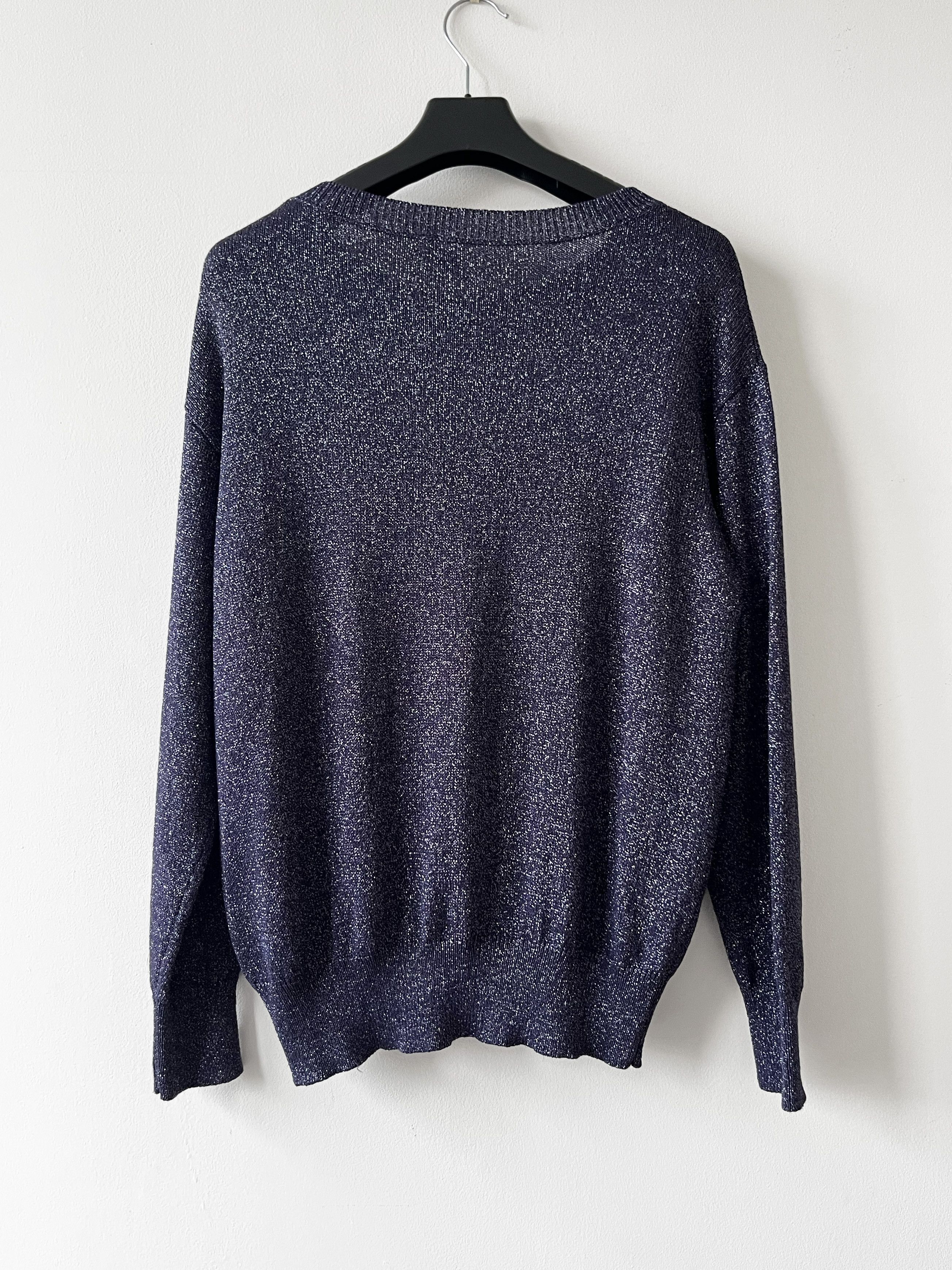 Dries Van Noten Dries van Noten navy sparkly metallic knit sweater Size S / US 4 / IT 40 - 2 Thumbnail
