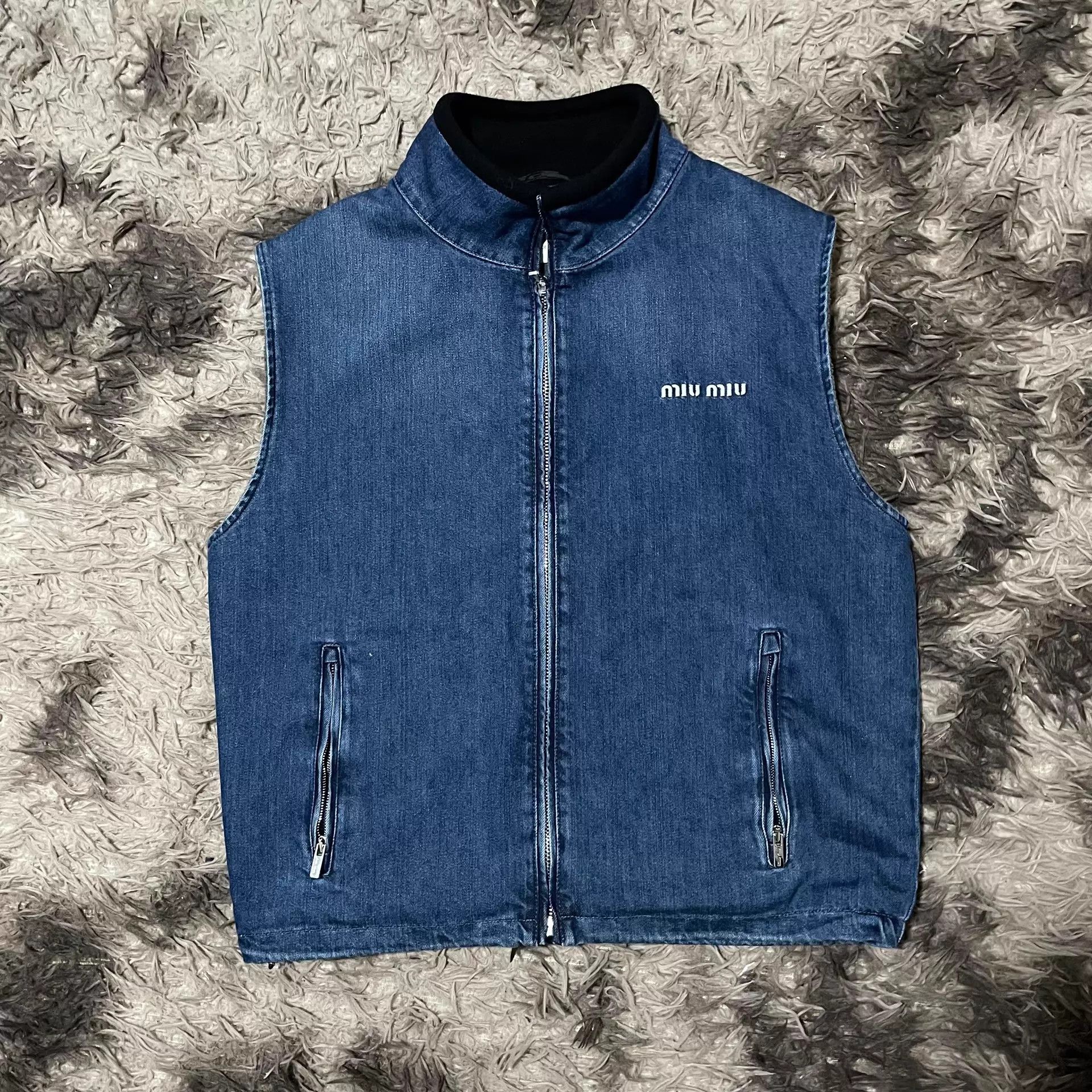 Miu Miu MIU MIU 25FW Fleece Denim Vest 40 Size S / US 4 / IT 40 - 1 Thumbnail