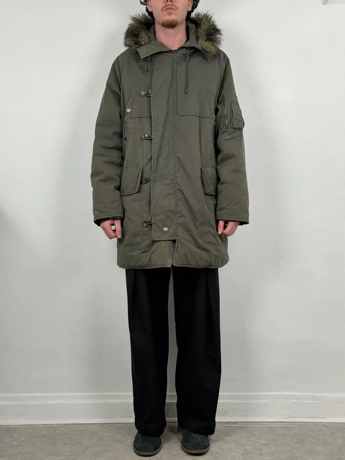 Dolce & Gabbana AW2003 Dolce & Gabbana Khaki Fur-Trimmed Military Parka Coat Size US L / EU 52-54 / 3 - 2 Thumbnail