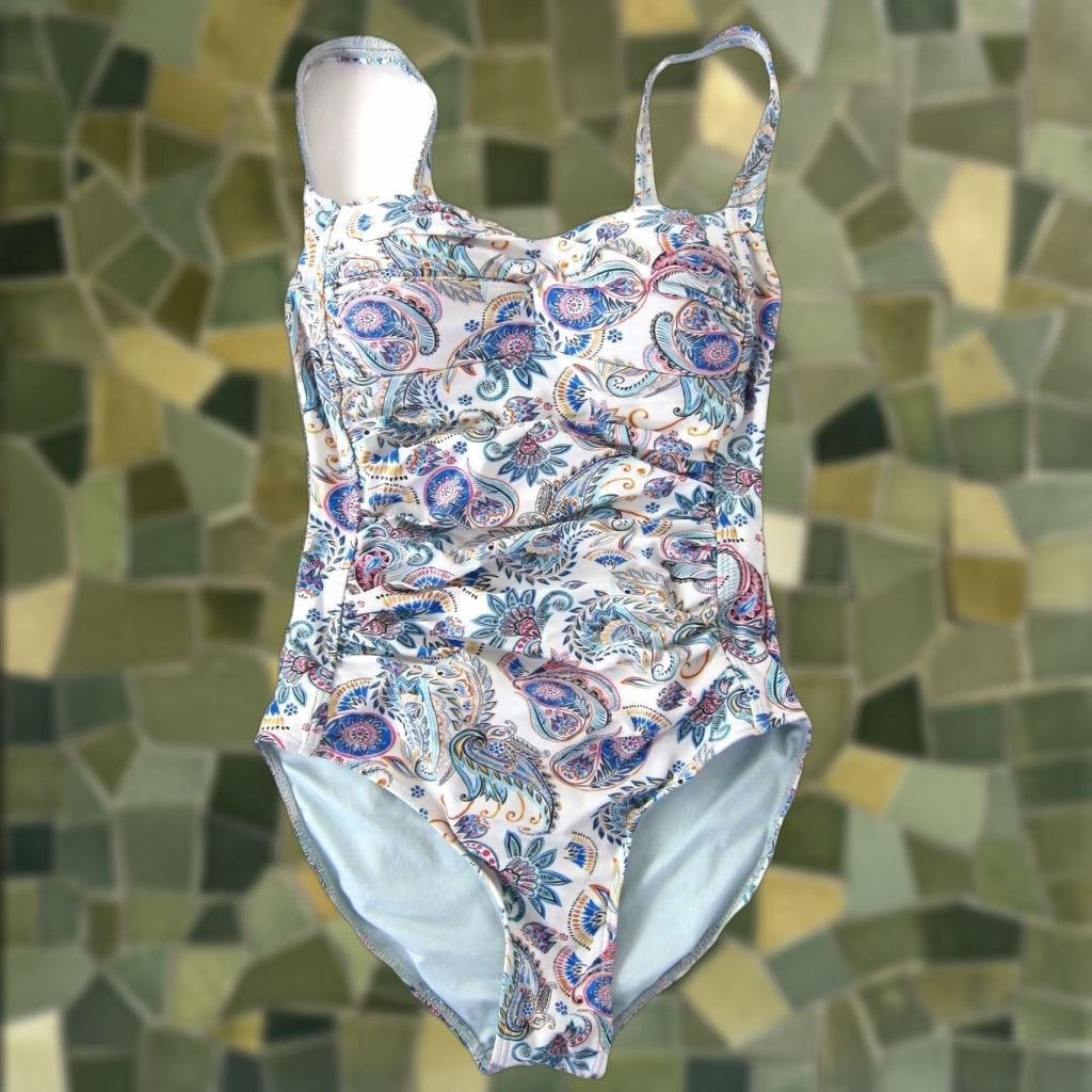 Vintage Nip Tuck Swim One Piece Paisley Floral Pink Slimming - Pink Blue Orange - 4 - Women - Swimsuit - Niptuck - Adult? Size ONE SIZE - 1 Thumbnail