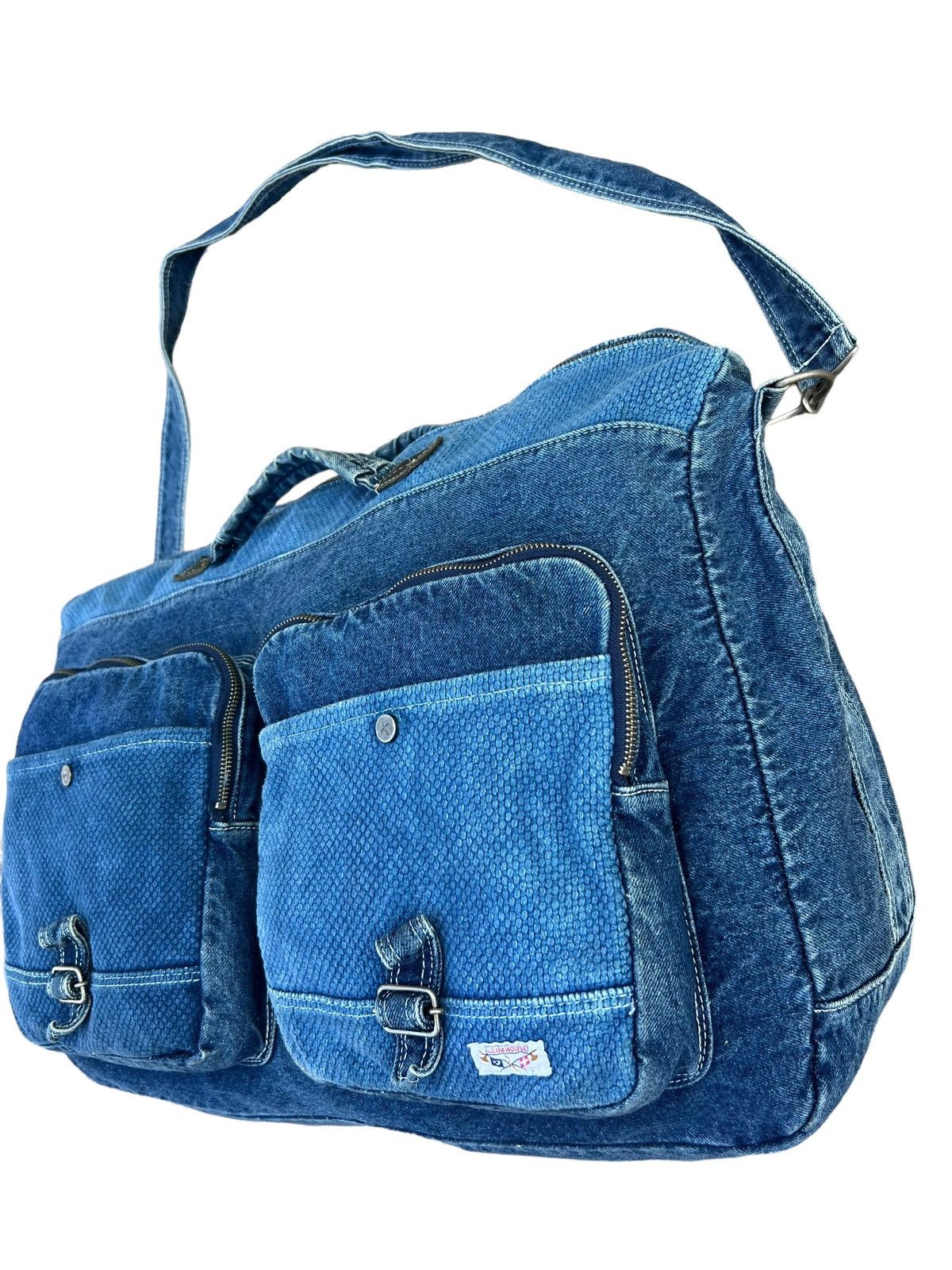 Vintage VTG Club House Japan Fade Denim Sashiko Cargo Huge 2 Way Bag Size ONE SIZE - 9 Thumbnail