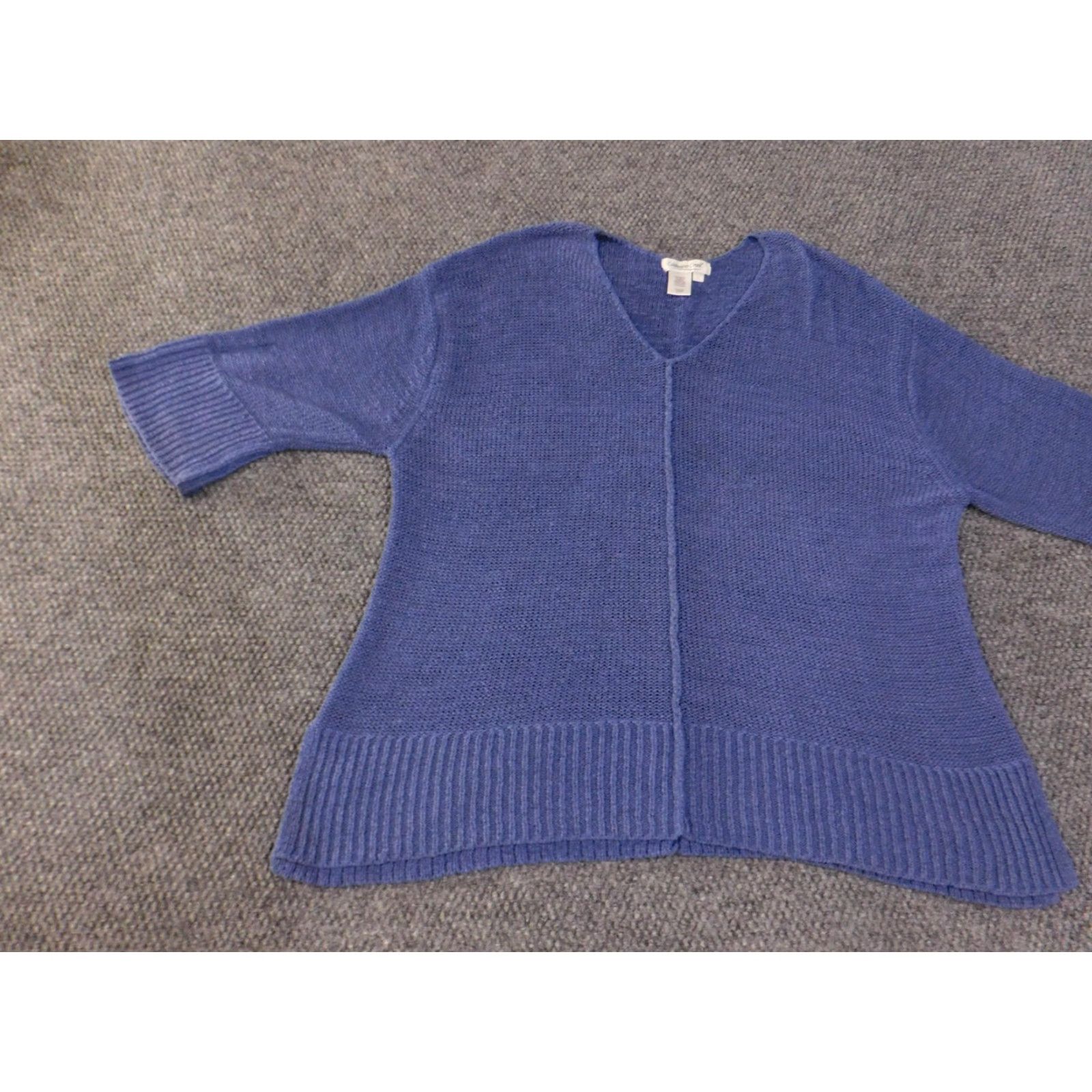 Coldwater Creek Coldwater Creek Sweater Womens Large Blue V-Neck 3/4 Sleeve Ribbed Pullover Size L / US 10 / IT 46 - 3 Thumbnail