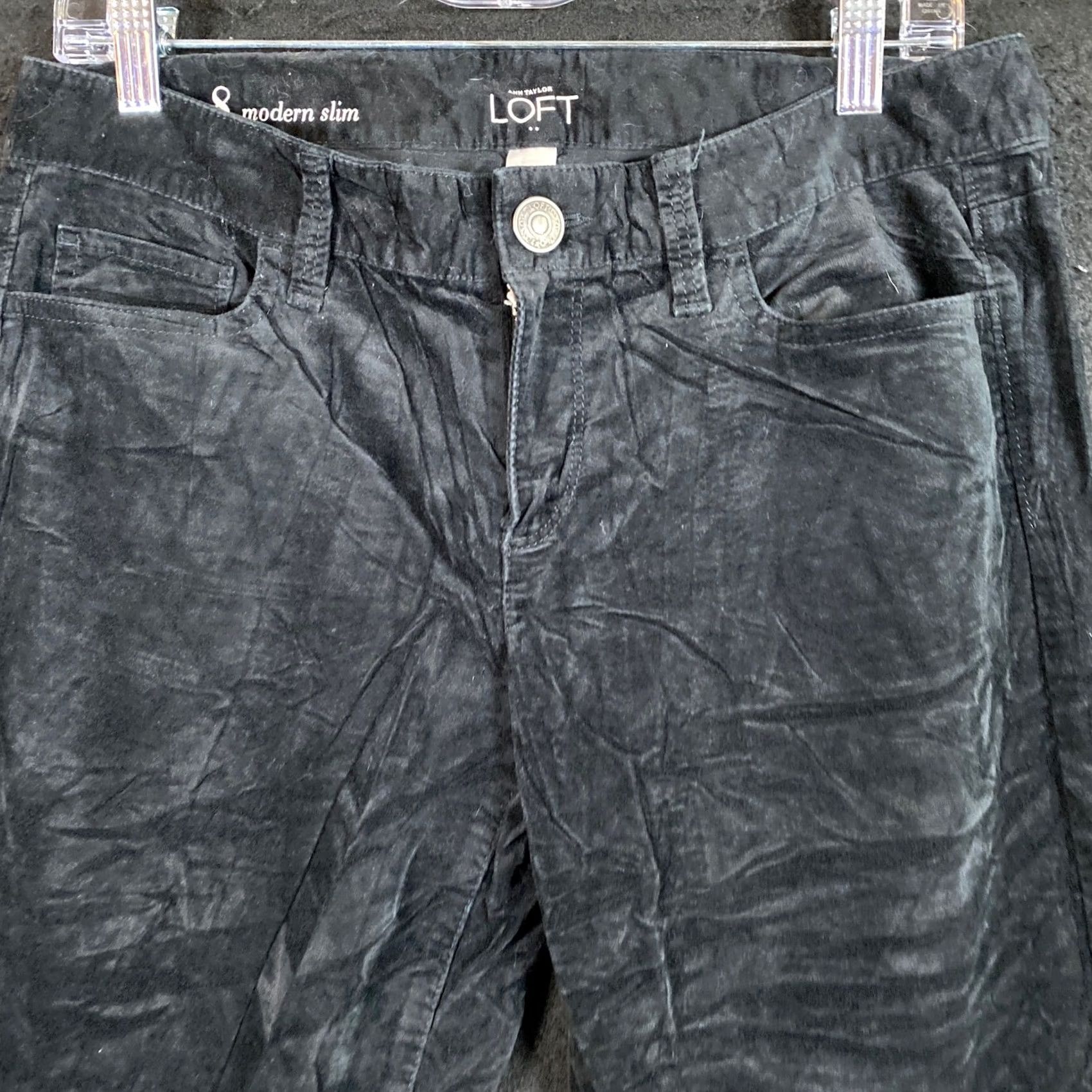 Ann Taylor Ann Taylor LOFT Jeans Black Modern Slim Corduroy Cotton Blend Stretch 8 Ladies Slim Ankle 5-Pocket Cotton Blend Size 30" / US 8 / IT 44 - 2 Thumbnail