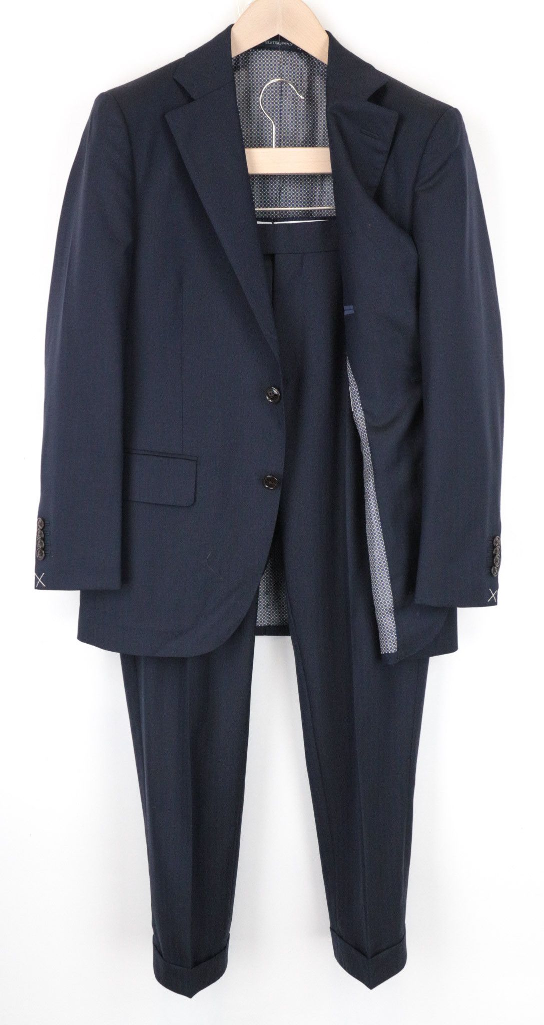 image of Suitsupply La Spalla Uk36S Notch Lapel Lined Blue Wool Suit 68993, Men's